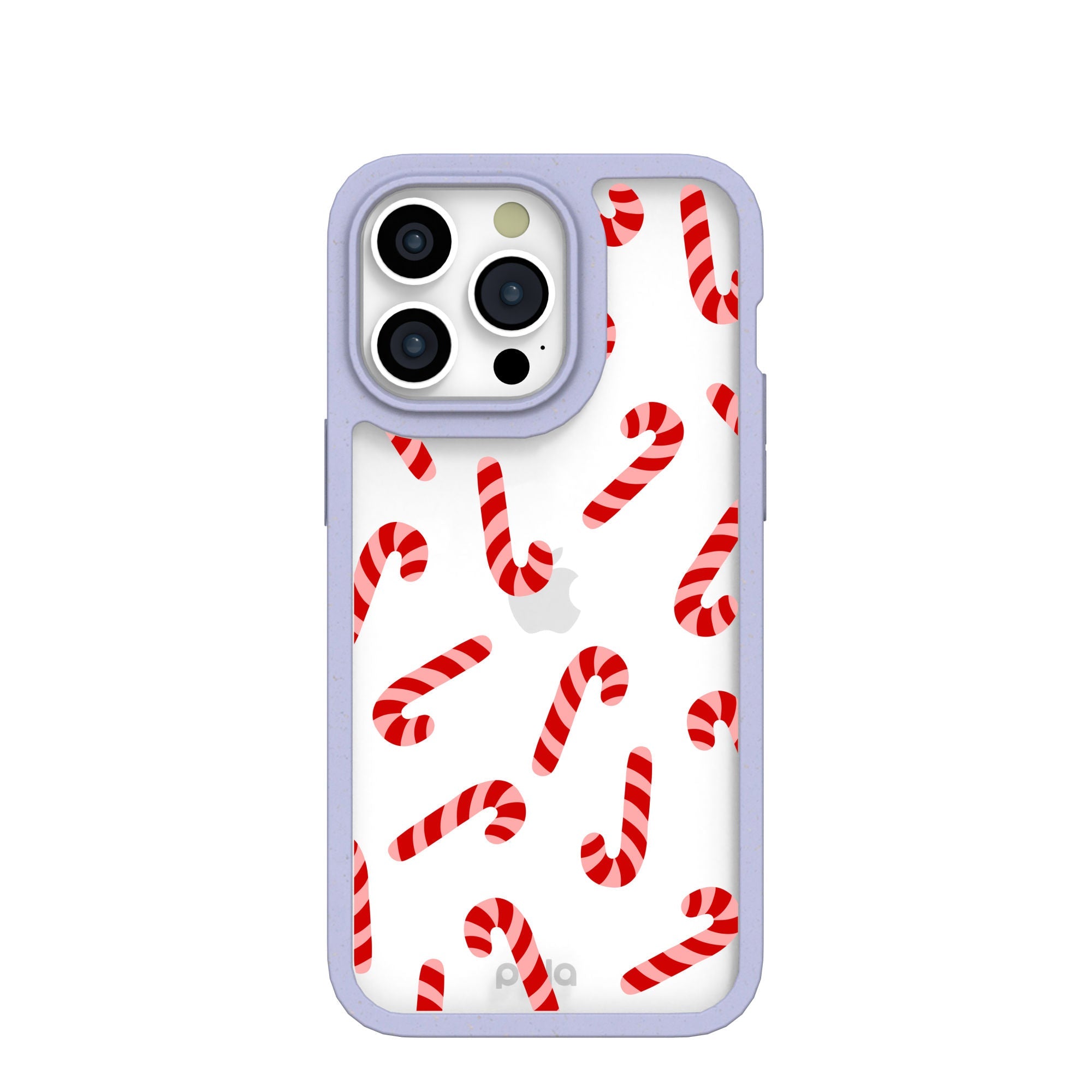 Clear Candy Cane Chaos iPhone 15 Pro Max Case With Lavender Ridge Refurbished - Pela Case refurbished available on Cerqular