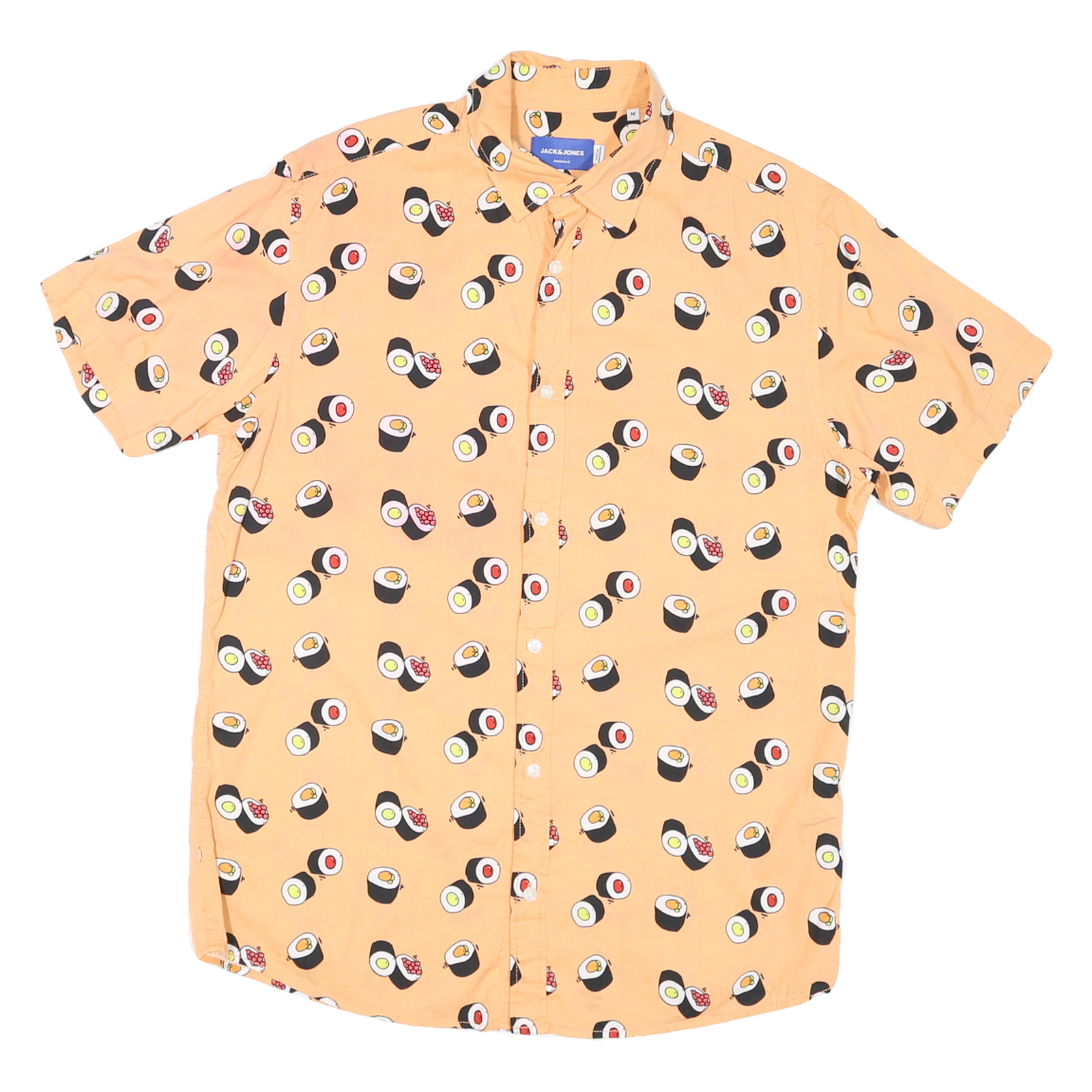 JACK & JONES Mens Peach Sushi Print Shirt M Casual Short Sleeve Button Refurbished - N/A refurbished available on Cerqular