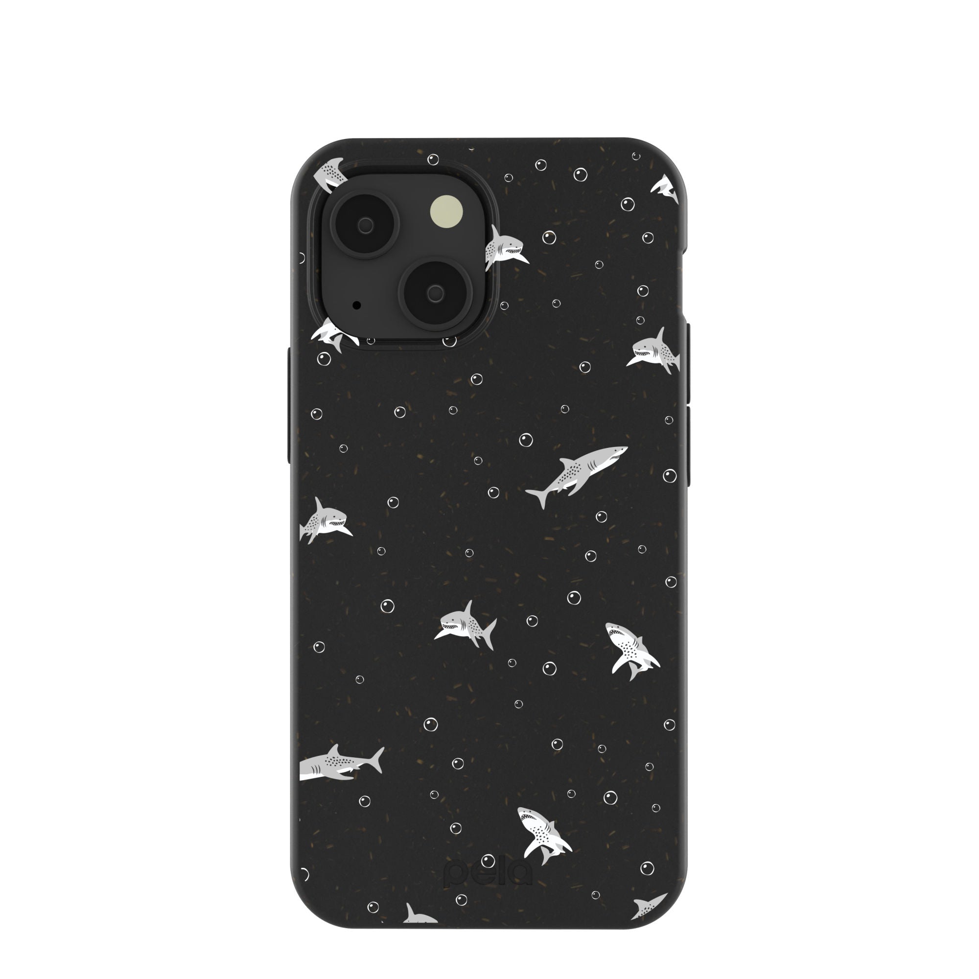 Black Lil Sharks iPhone 13 Mini Case Refurbished - Pela Case refurbished available on Cerqular