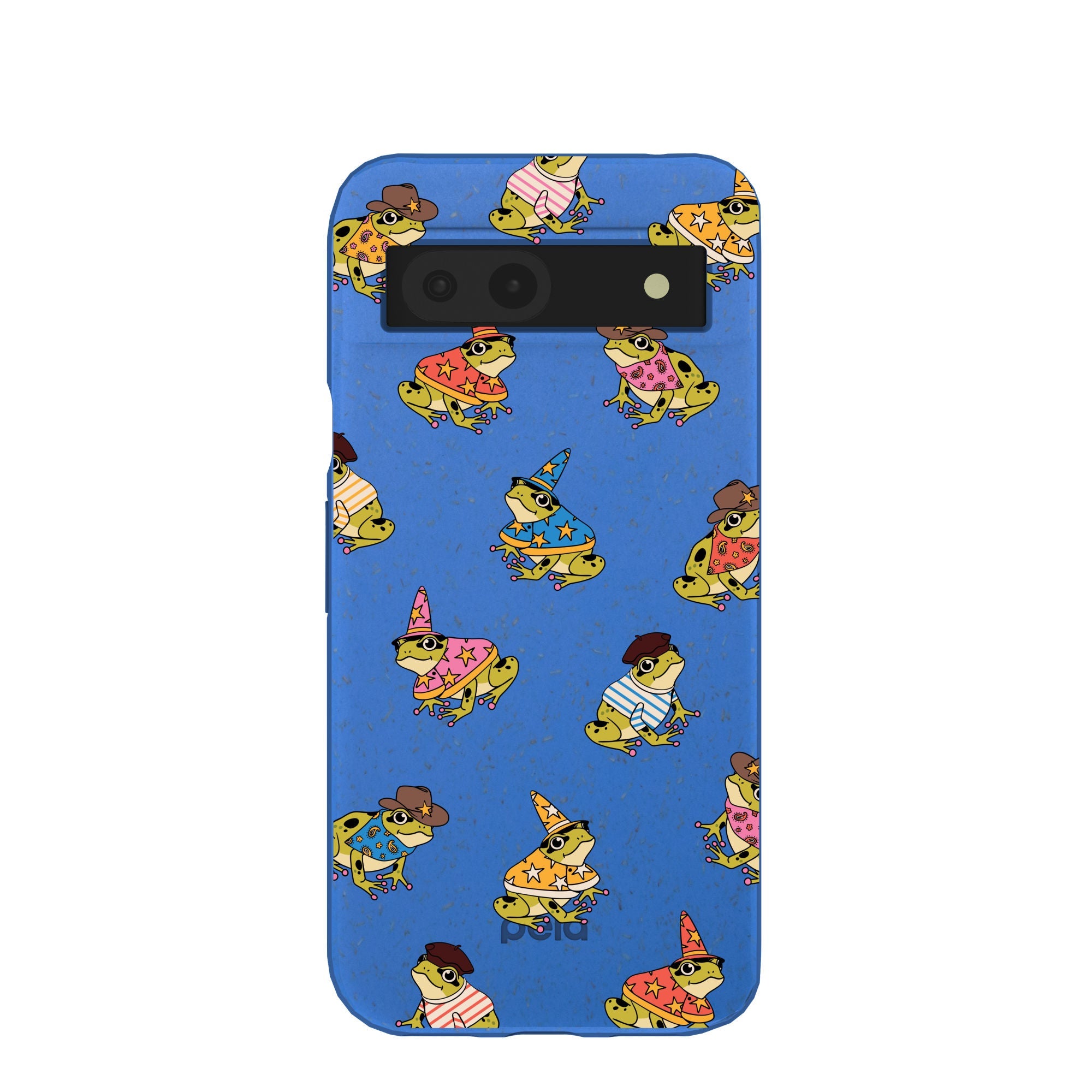 Electric Blue Fancy Frogs Google Pixel 8a Case Refurbished - Pela Case refurbished available on Cerqular