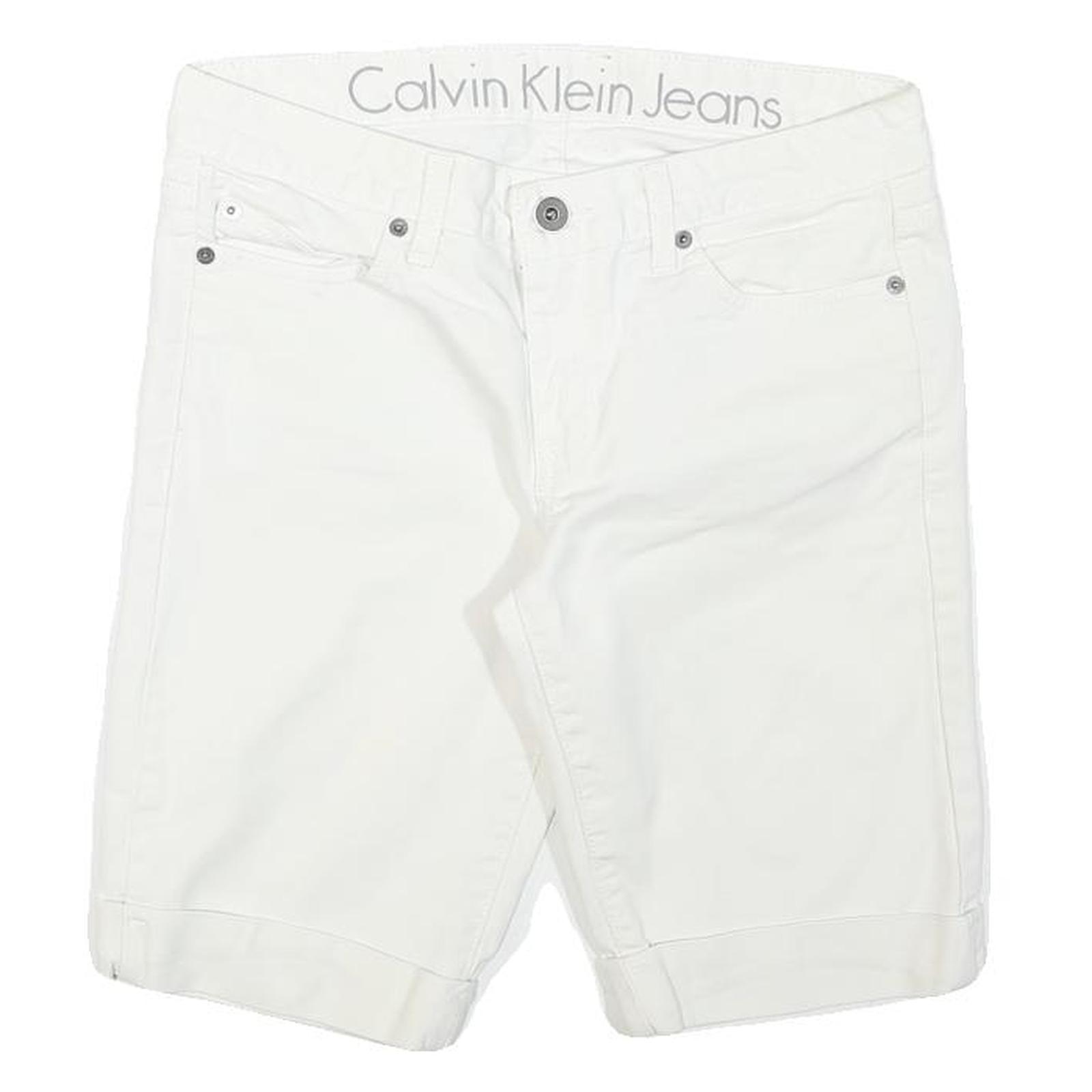 CALVIN KLEIN JEANS Mens White Casual Cotton Blend Regular Fit M W30 Shorts Refurbished - N/A refurbished available on Cerqular