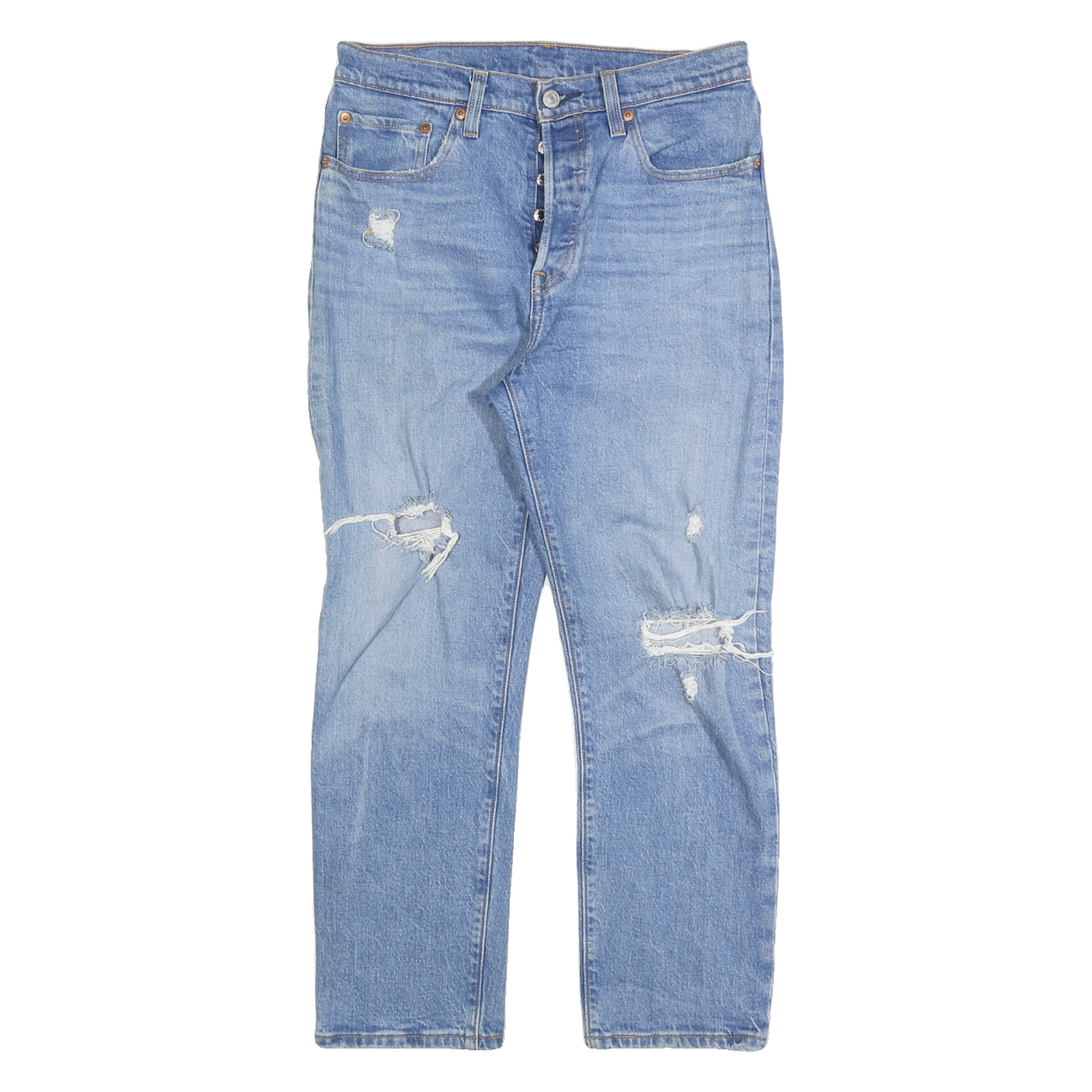 LEVI'S 501 Womens Jeans Blue Regular Straight Denim Light W27 L26 Distressed Refurbished - N/A refurbished available on Cerqular