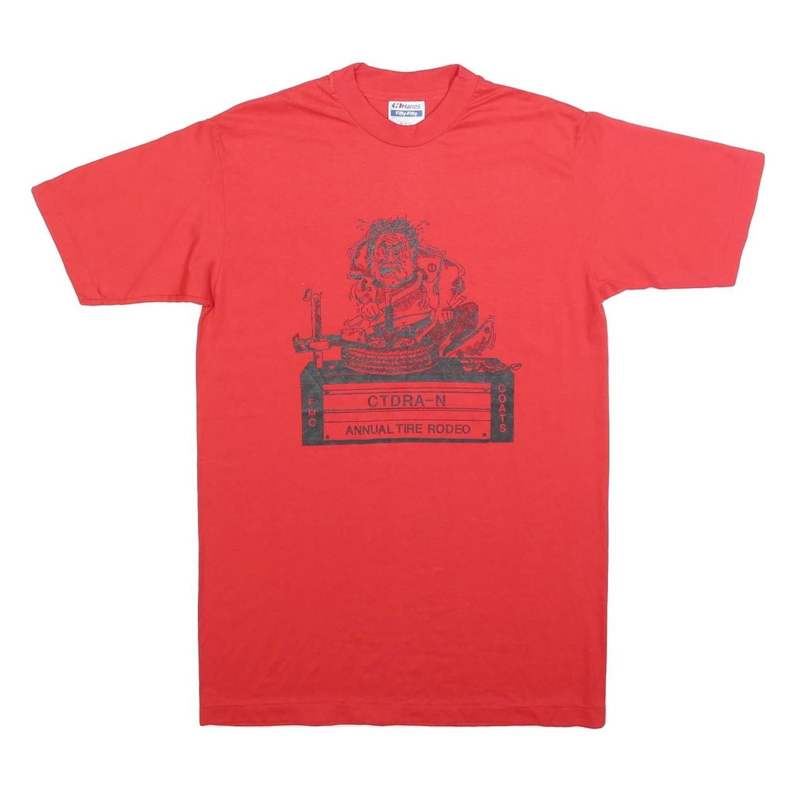 HANES Mens Red Graphic T-Shirt M Short Sleeve Crew Neck Annual Tire Rodeo Refurbished - N/A refurbished available on Cerqular