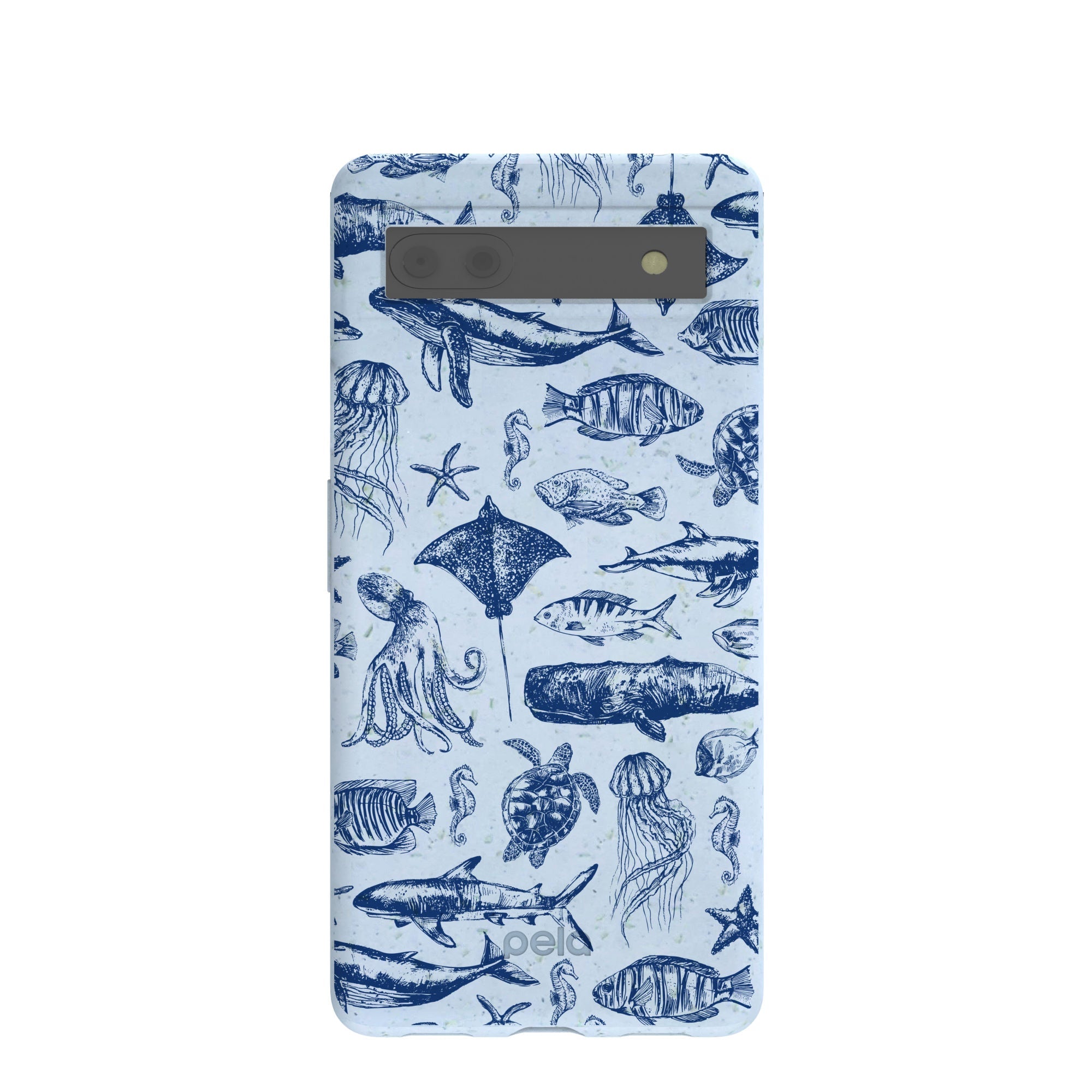 Powder Blue Marine Life Google Pixel 6a Case Refurbished - Pela Case refurbished available on Cerqular