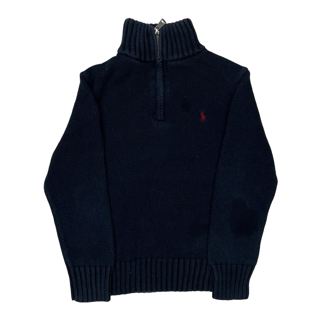 Age 6 Polo By Ralph Lauren 1/4 Zip - Small Navy Cotton Refurbished - Thrifted (note: this is a term often used to describe second- refurbished available on Cerqular