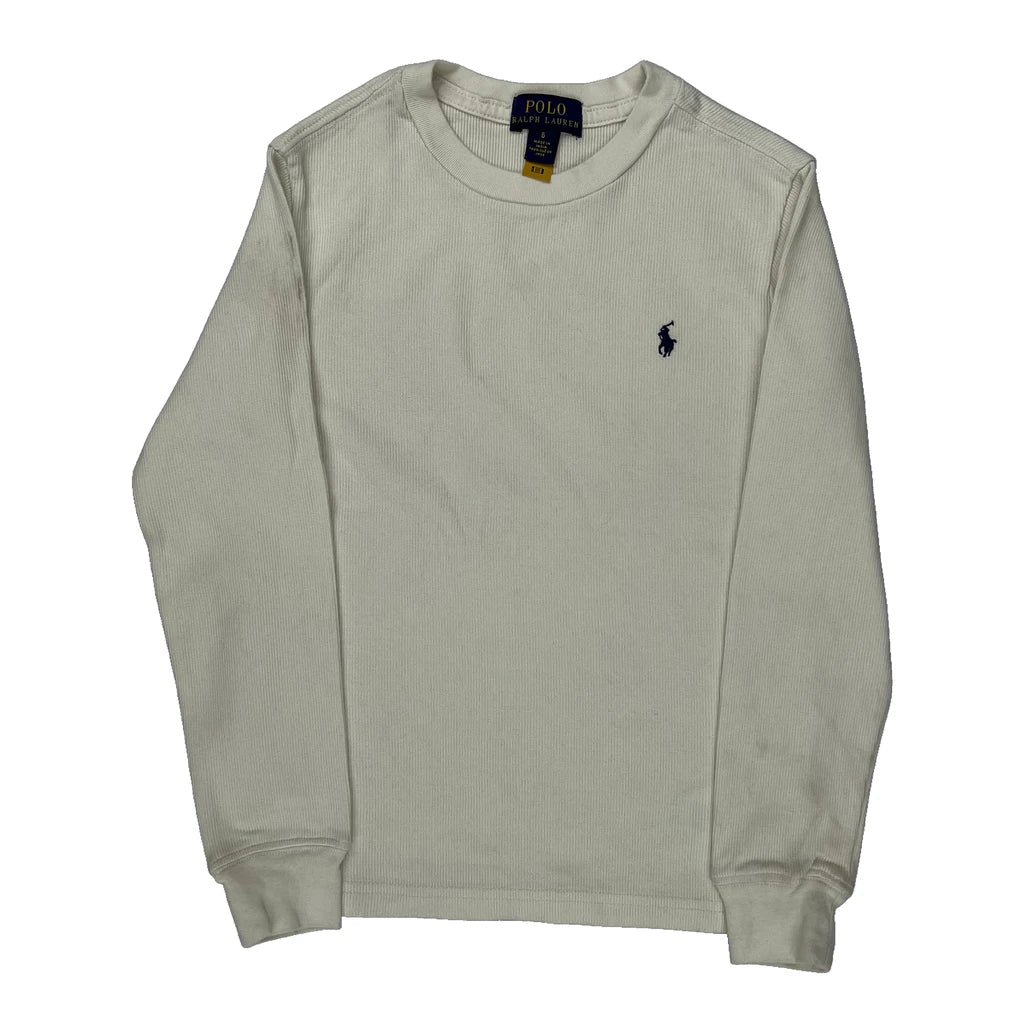 Buy Age 5 Polo By Ralph Lauren Sweatshirt - Small Cream Cotton Refurbished - $25.45 Age 5 Polo By Ralph Lauren Sweatshirt - Small Cream Cotton Refurbished - Thrifted (note: this is a term often used to describe second- refurbished available on Cerqular
