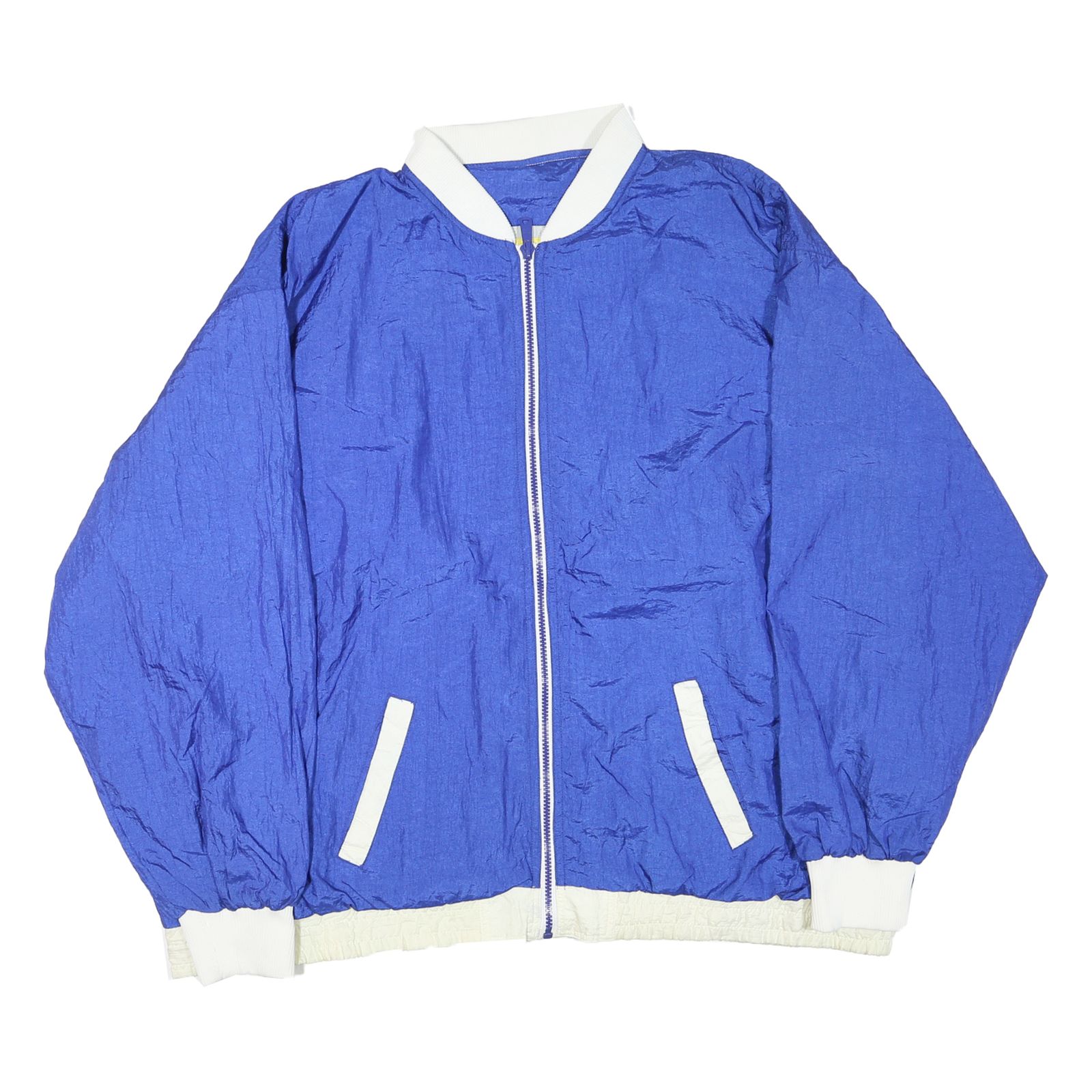 Mens Blue White Casual Zip Polyester Blend Bomber Jacket 2XL Lightweight Refurbished - N/A refurbished available on Cerqular