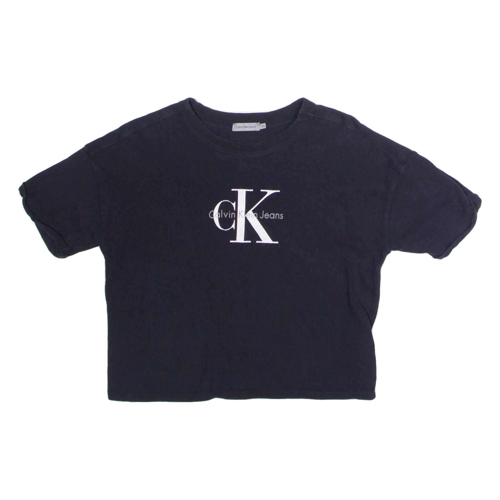 CALVIN KLEIN JEANS Cropped Womens T-Shirt Black Crew Neck XS Refurbished - N/A refurbished available on Cerqular