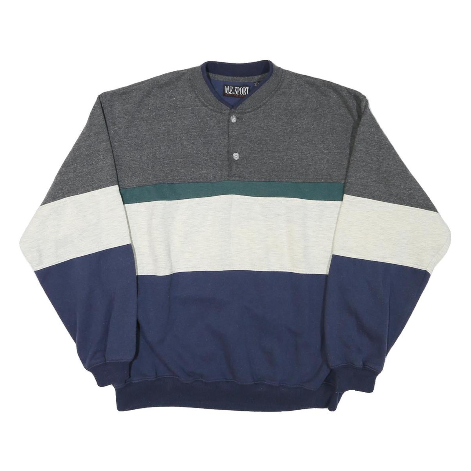 M.E SPORT Mens Grey Blue Crew Neck Sweatshirt Cotton Blend M Colour Block Casual Refurbished - N/A refurbished available on Cerqular