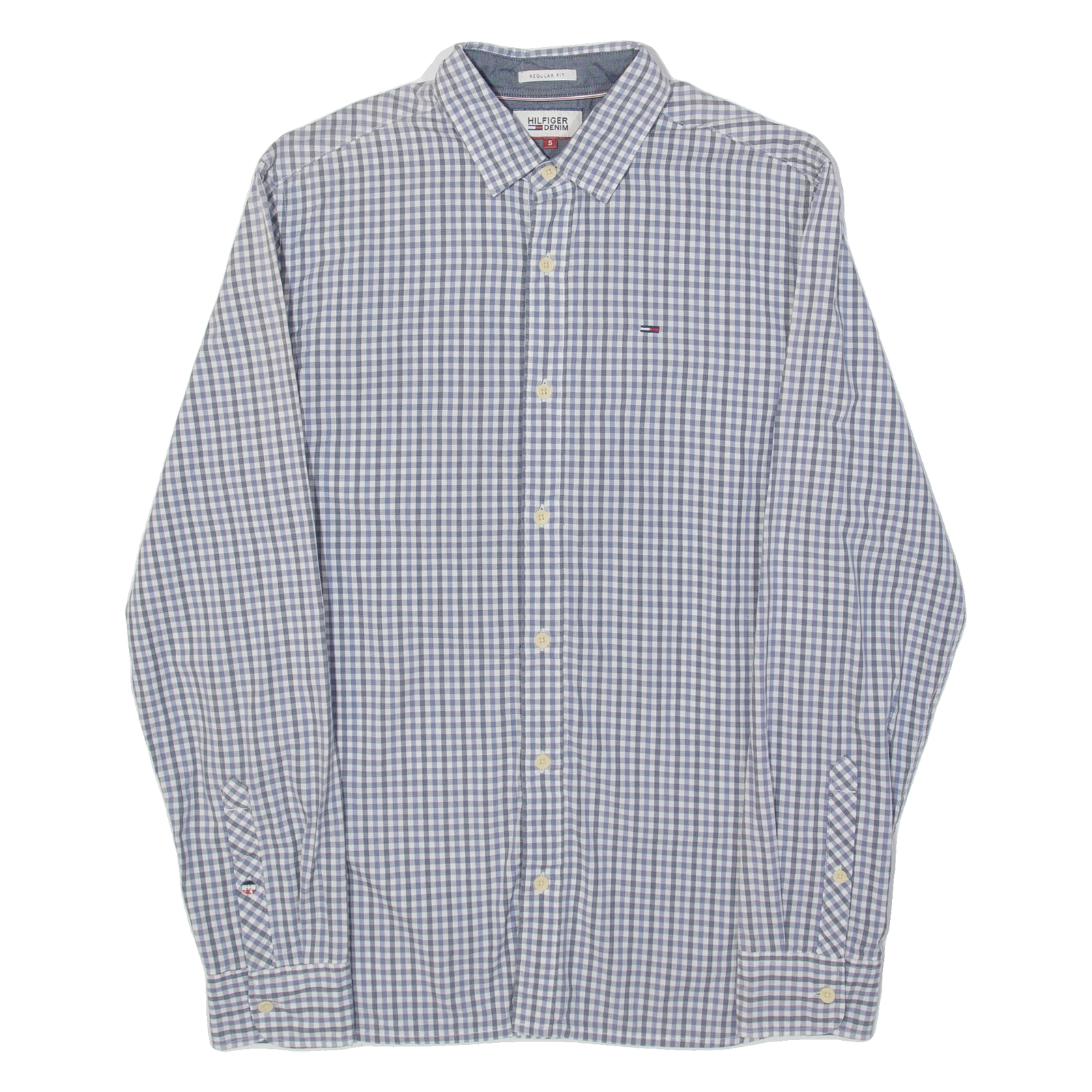 TOMMY HILFIGER Mens Shirt Grey Plaid Long Sleeve S Refurbished - N/A refurbished available on Cerqular