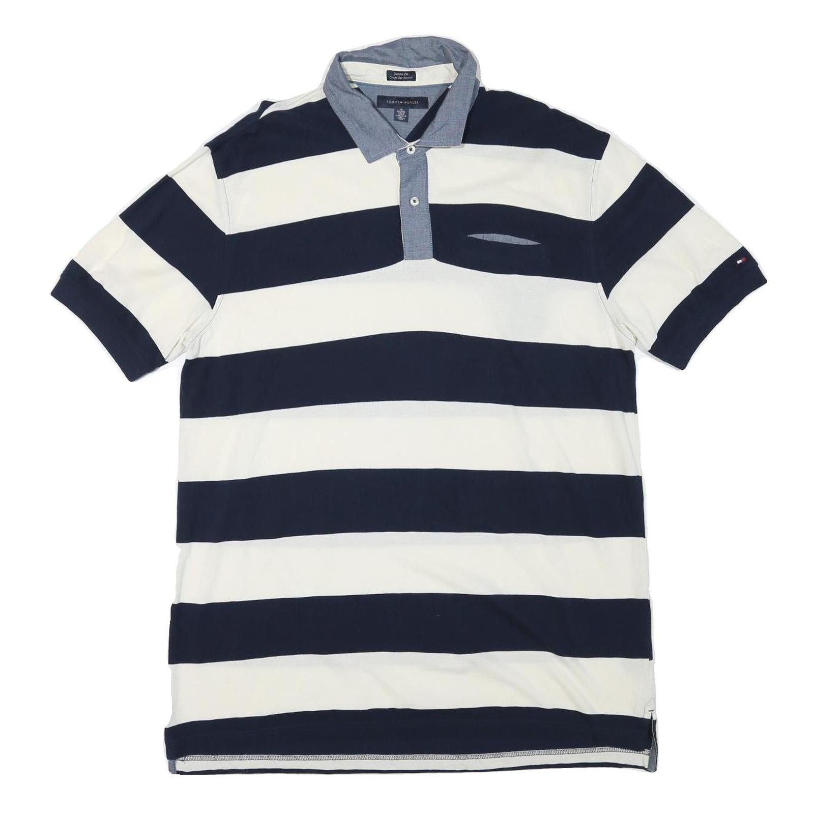 Buy TOMMY HILFIGER Mens Blue & White Striped Short Sleeve Polo Shirt XL Cotton Blend Refurbished - $38.99 TOMMY HILFIGER Mens Blue & White Striped Short Sleeve Polo Shirt XL Cotton Blend Refurbished - N/A refurbished available on Cerqular
