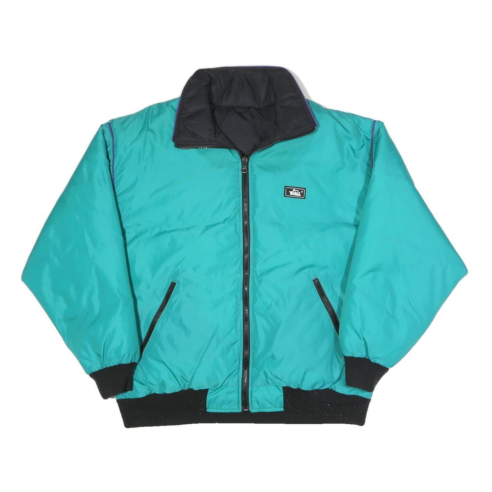 WOOLRICH Womens Turquoise & Black Reversible Puffer Jacket L Polyester Blend Zip Refurbished - N/A refurbished available on Cerqular