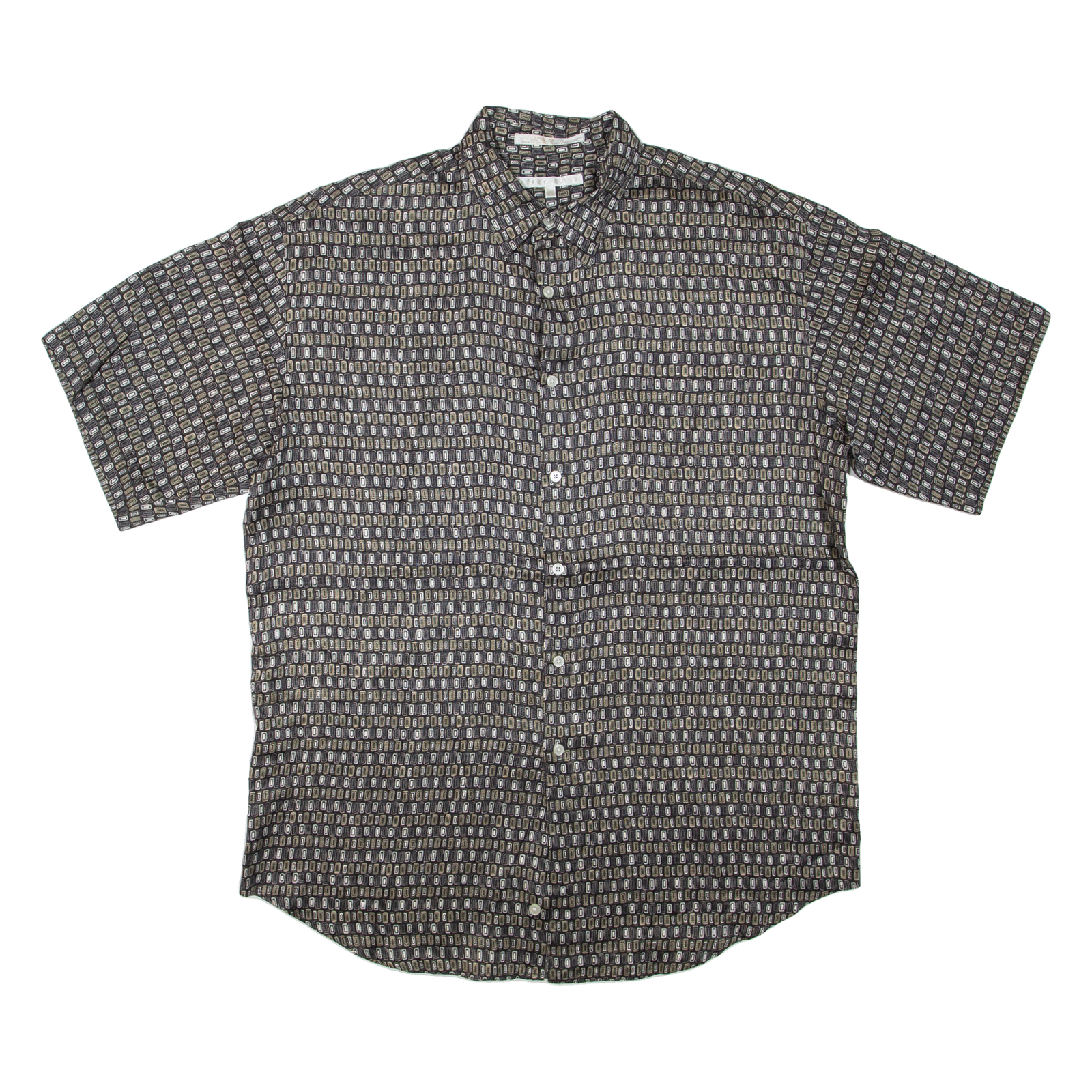PERRY ELLIS Mens Shirt Grey Silk Geometric L Refurbished - N/A refurbished available on Cerqular