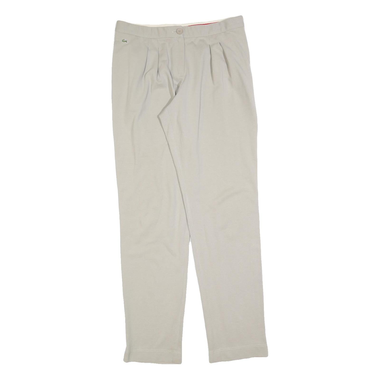 LACOSTE Womens Cotton Cream Regular Straight Trousers W32 L32 Classic Zip Refurbished - N/A refurbished available on Cerqular