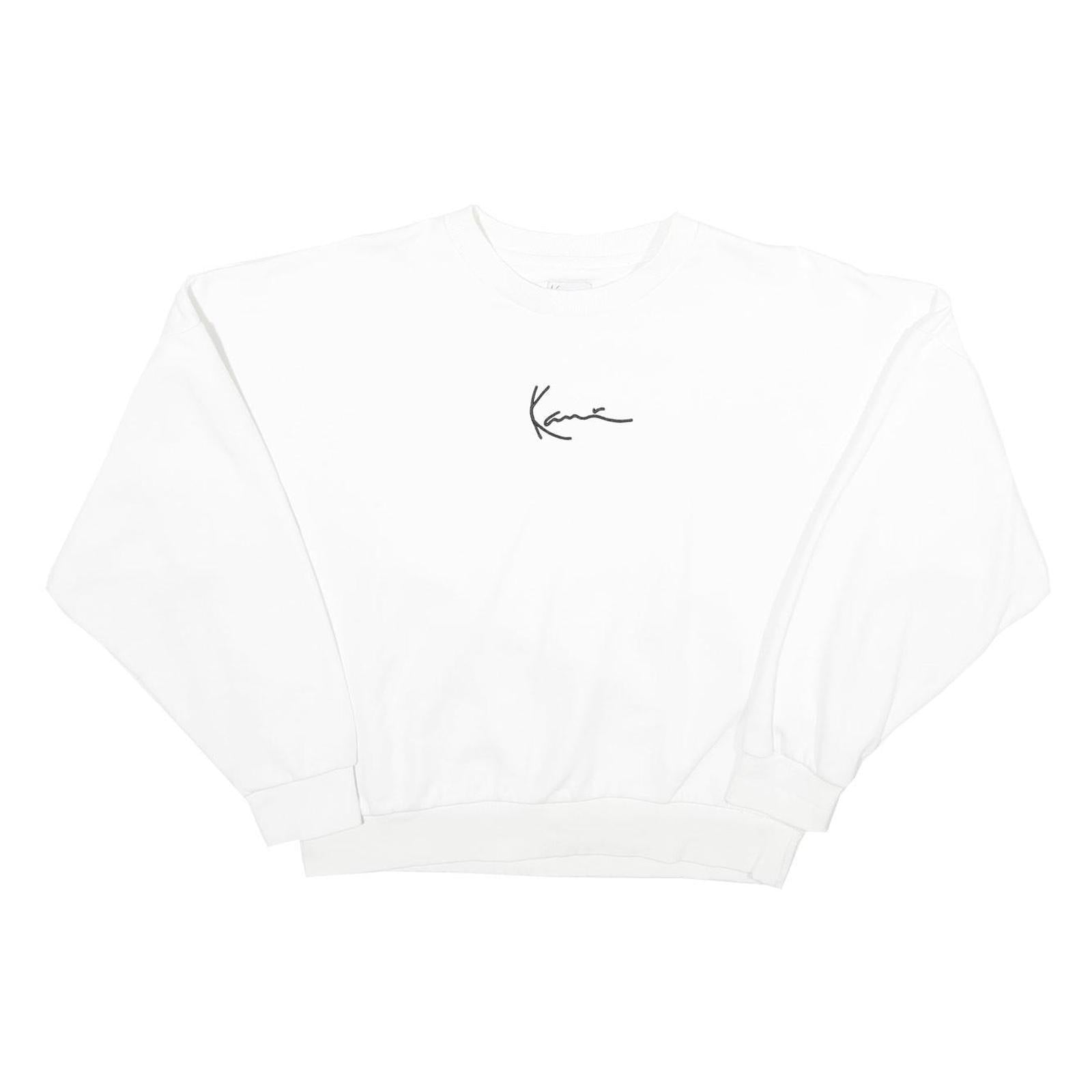KARL KANI Womens White Signature Logo Crew Neck Sweatshirt M Casual Streetwear Refurbished - N/A refurbished available on Cerqular