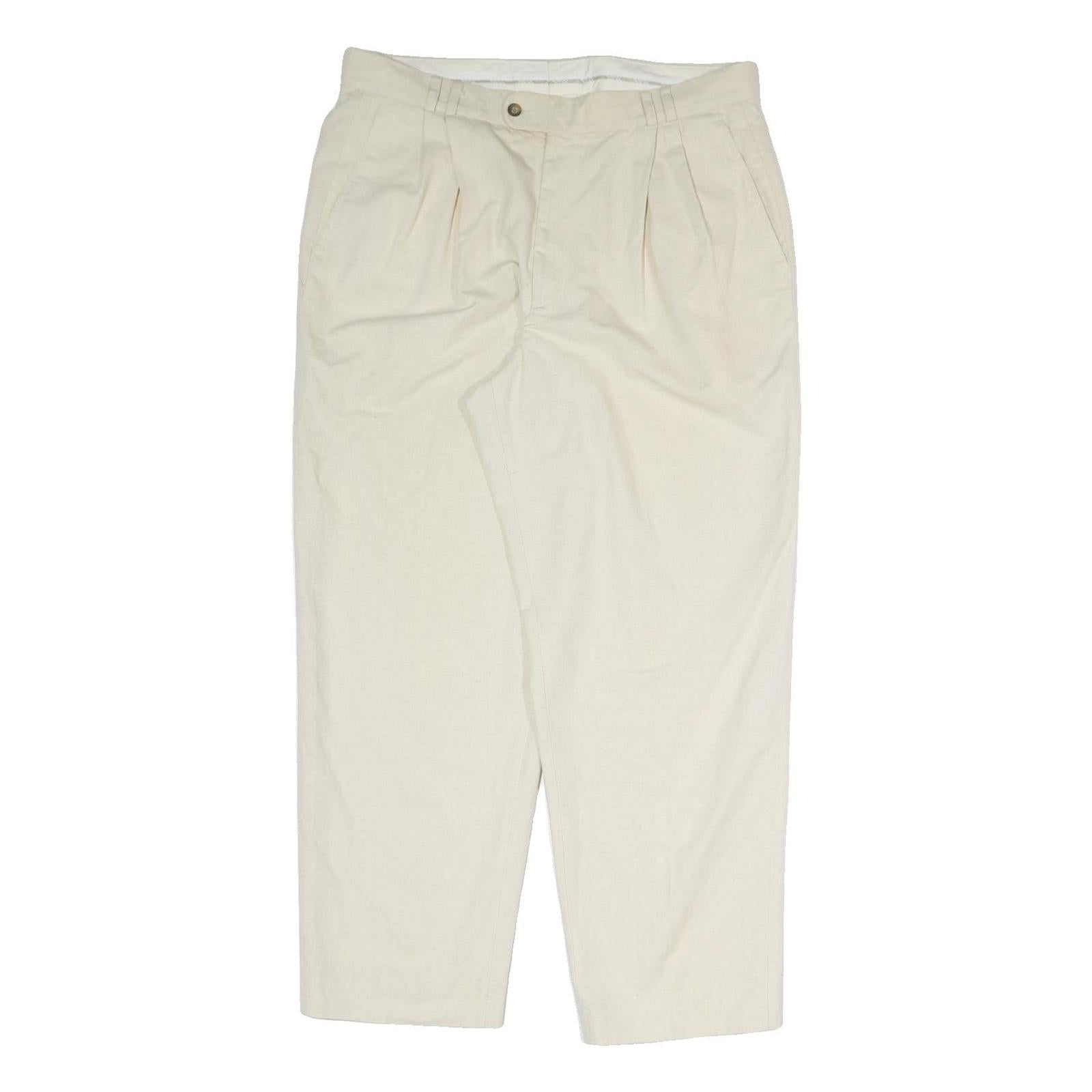LIBERTY Mens Cream Cotton Blend Regular Fit Straight Trousers W38 L30 Classic Refurbished - N/A refurbished available on Cerqular
