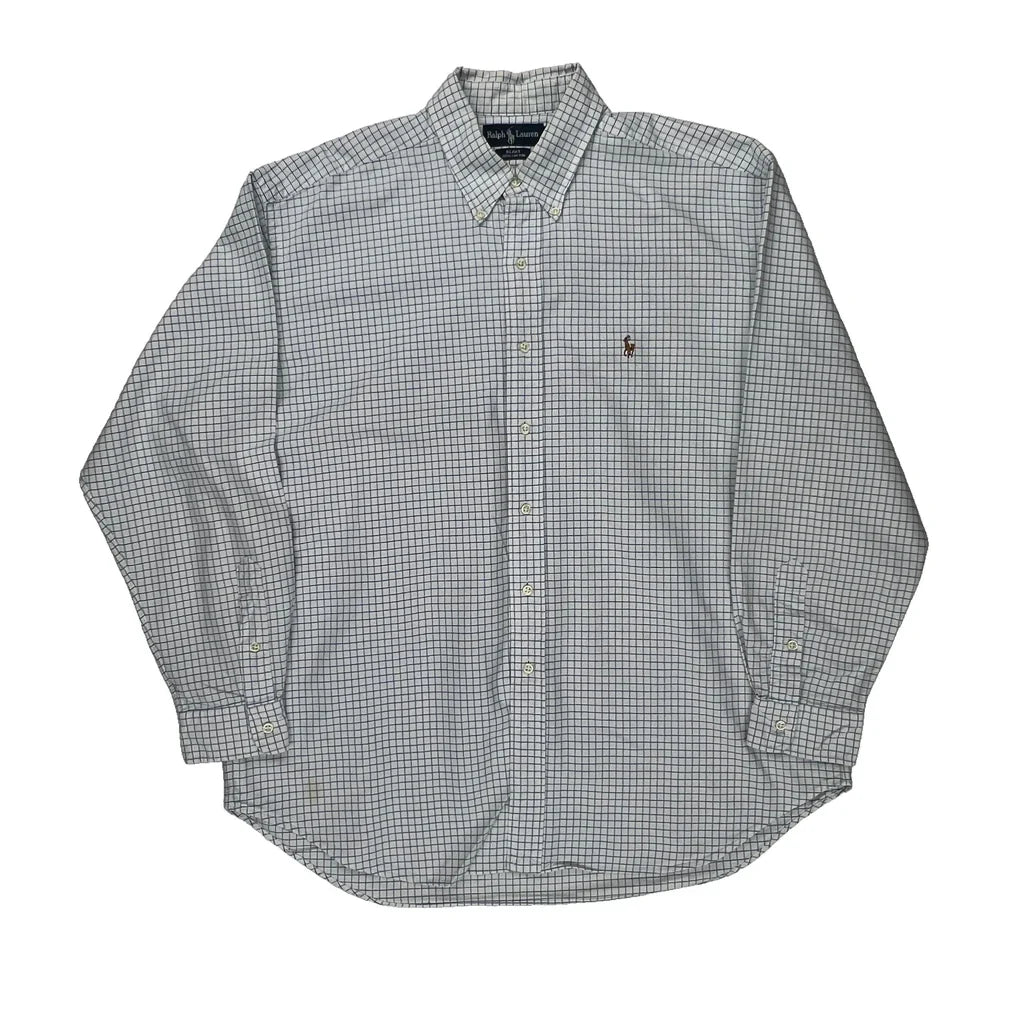 Blake Ralph Lauren Checked Shirt - XL Blue Cotton Refurbished - Thrifted (note: this is a term often used to describe second- refurbished available on Cerqular