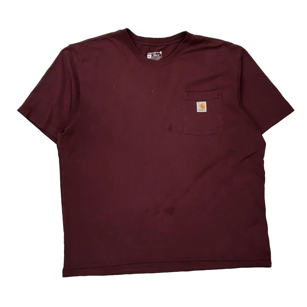 Buy Carhartt T-Shirt - XL Burgundy Cotton Refurbished - $26.79 Carhartt T-Shirt - XL Burgundy Cotton Refurbished - Thrifted (note: this is a term often used to describe second- refurbished available on Cerqular