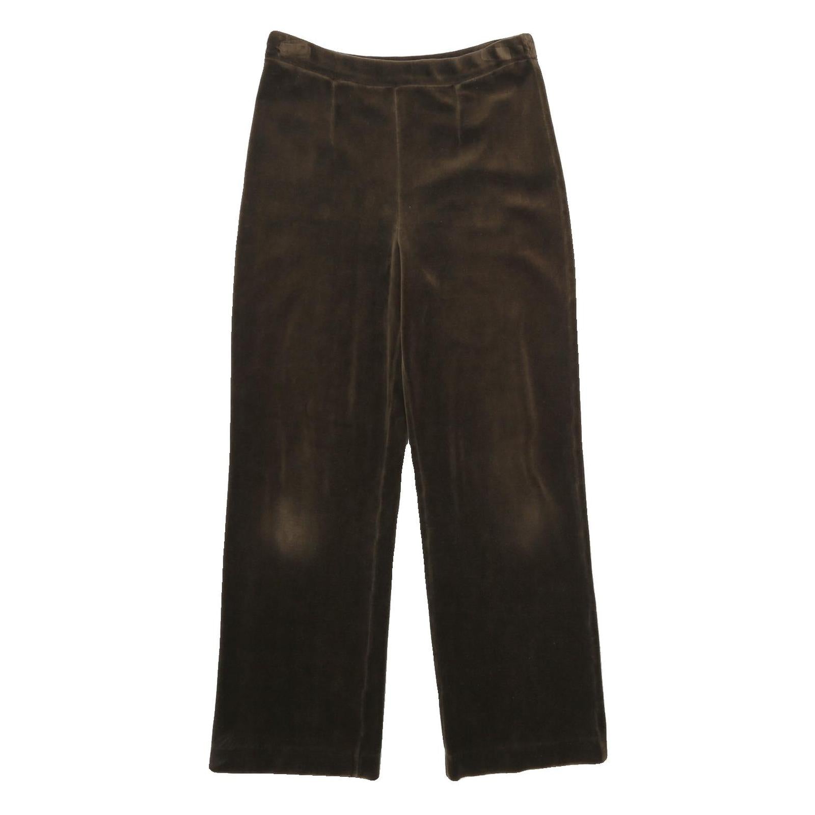 Womens Velvet Joggers Brown L W28 L32 Relaxed Straight Fit Comfortable Trousers Refurbished - N/A refurbished available on Cerqular