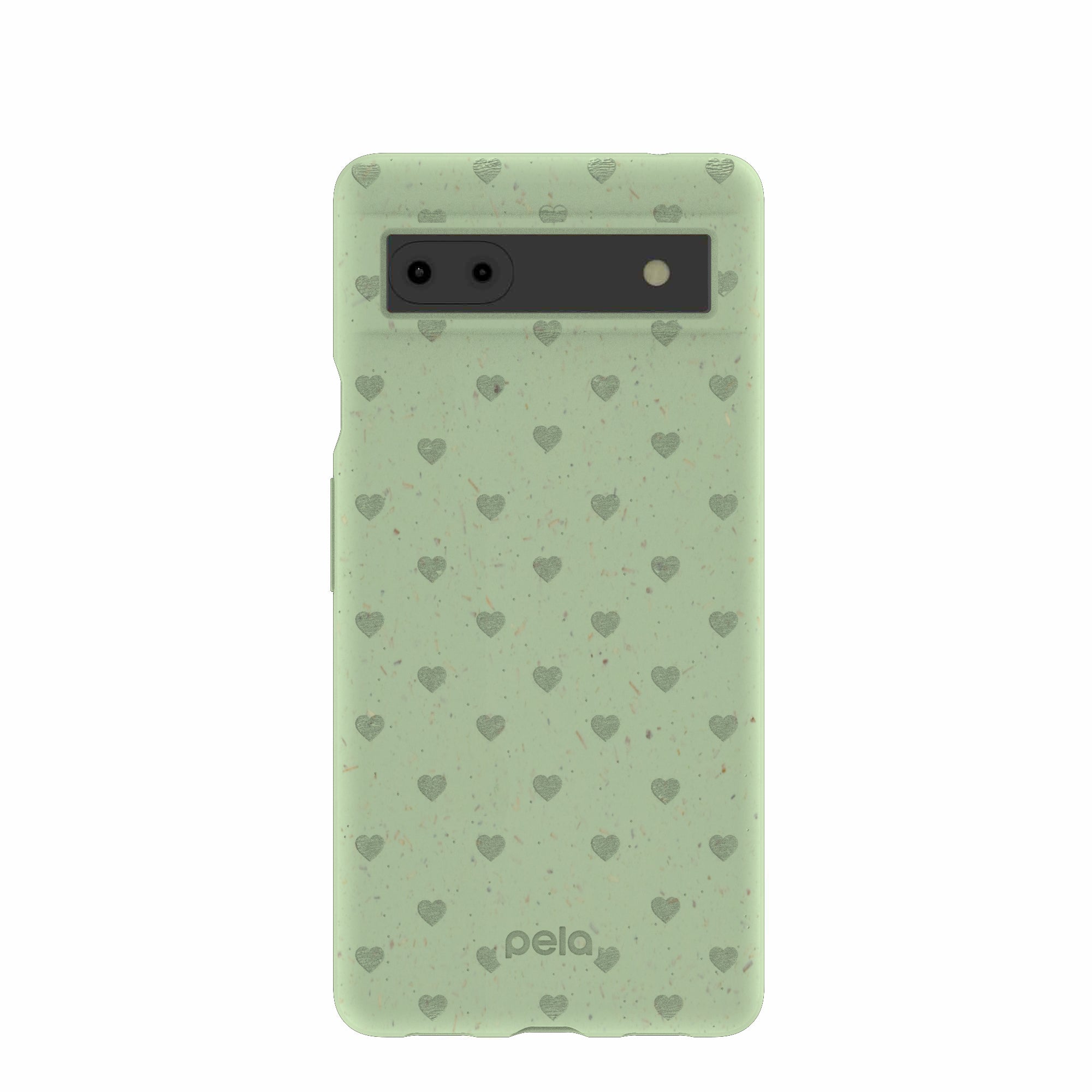 Sage Green Hearts Google Pixel 6a Case Refurbished - Pela Case refurbished available on Cerqular