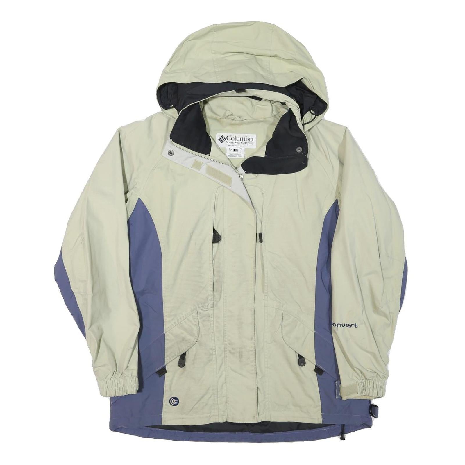 COLUMBIA Womens Beige & Blue Waterproof Zip Jacket M Polyester Blend Outdoor Refurbished - N/A refurbished available on Cerqular