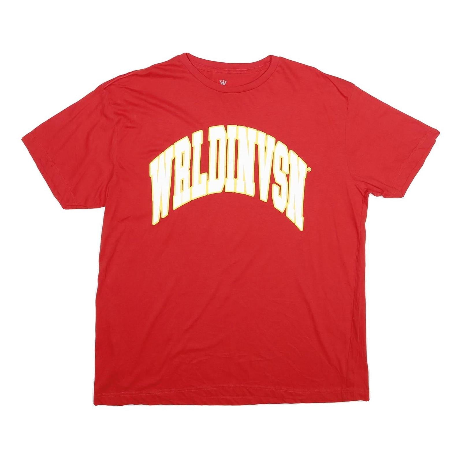 WRLDVSN Mens Red WRLDINVSN Graphic T-Shirt XL Short Sleeve Crew Neck Cotton Refurbished - N/A refurbished available on Cerqular