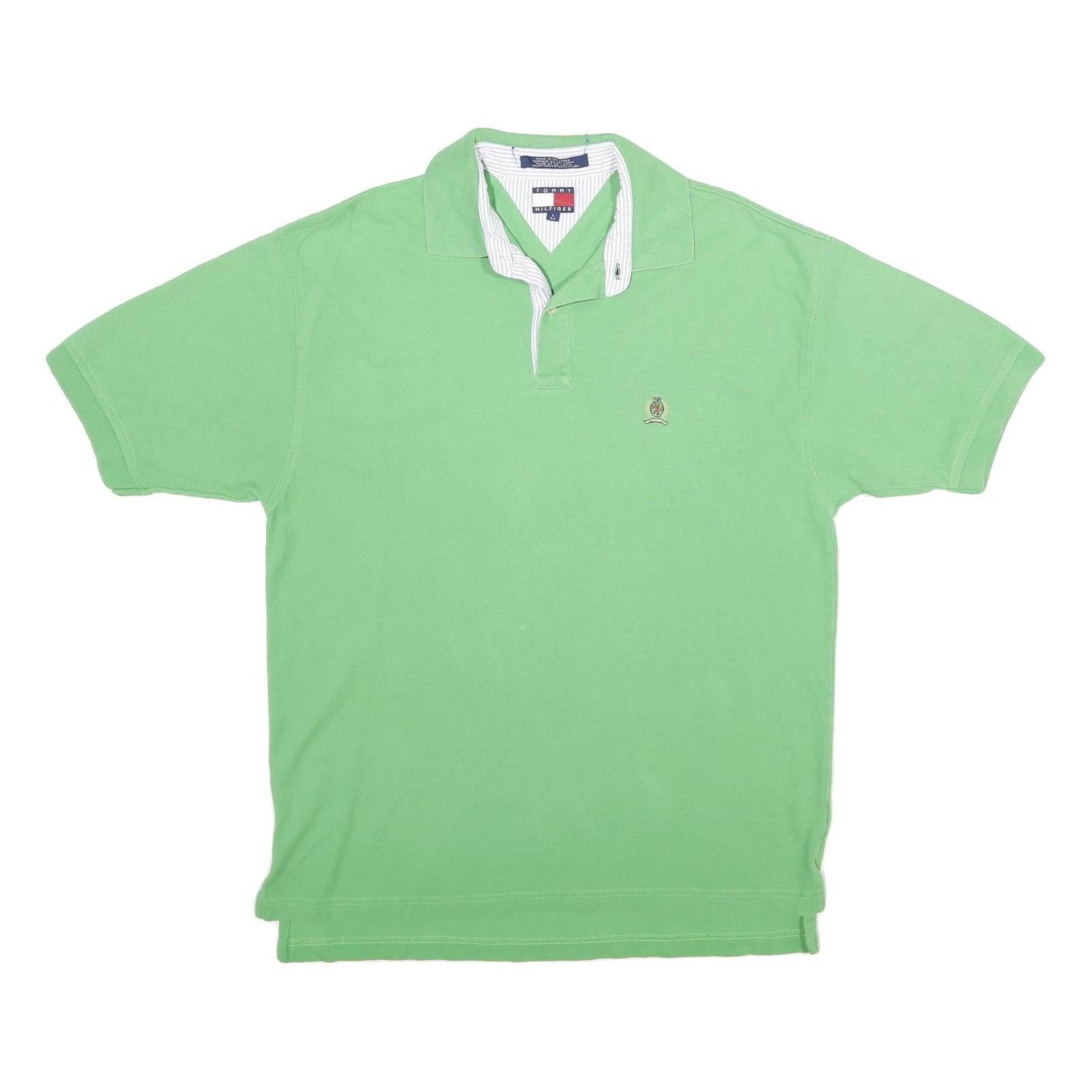 TOMMY HILFIGER Mens Green Short Sleeve Polo Shirt L Cotton Classic Fit Refurbished - N/A refurbished available on Cerqular