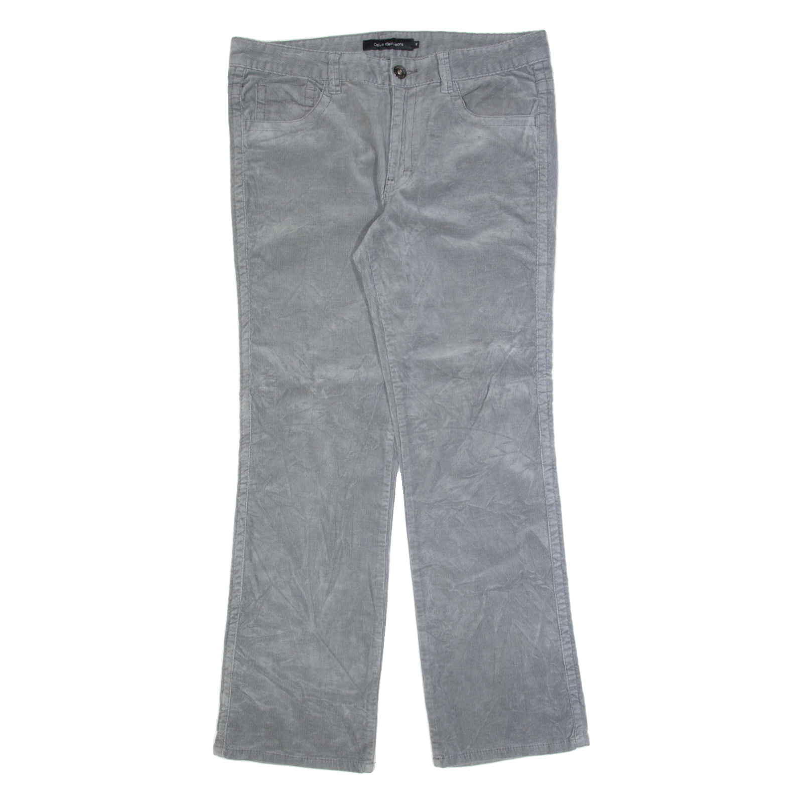 CALVIN KLEIN Womens Corduroy Trousers Grey Regular Bootcut W36 L32 Refurbished - N/A refurbished available on Cerqular