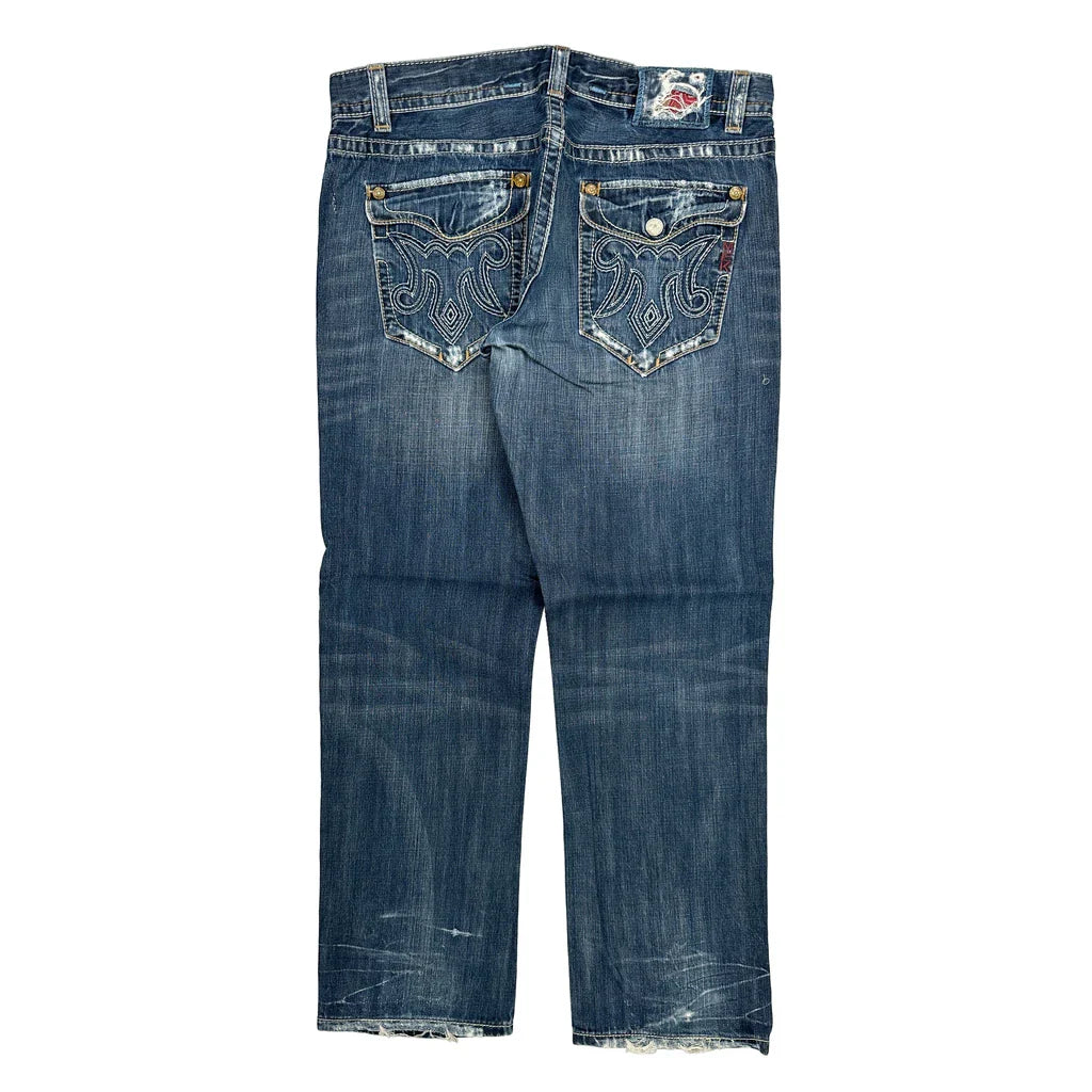 Oaxaca Jeans - 38W 30L Blue Denim Refurbished - Thrifted (note: this is a term often used to describe second- refurbished available on Cerqular