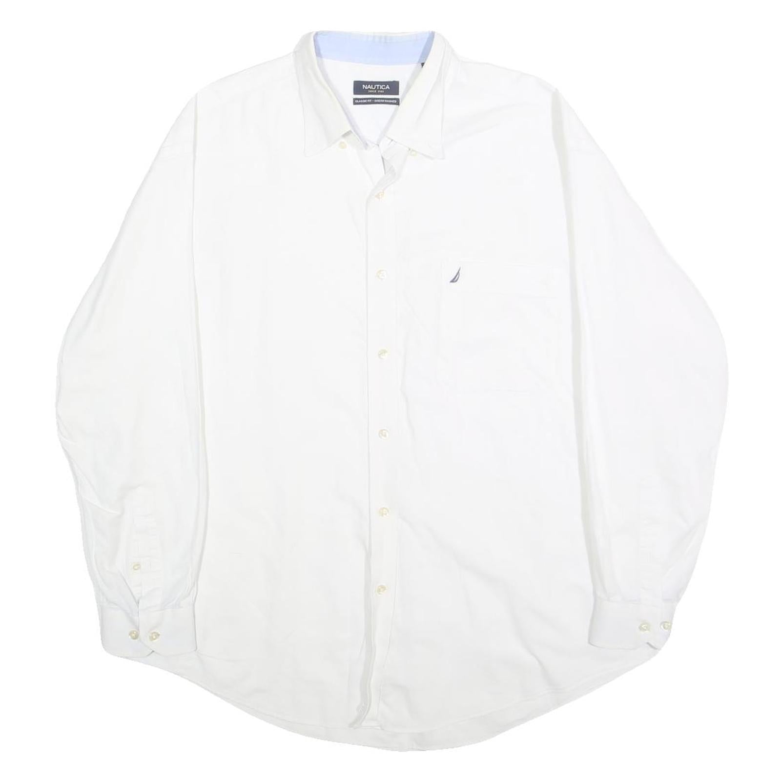 NAUTICA Mens White Classic Fit XL Cotton Shirt Button Down Long Sleeve Refurbished - N/A refurbished available on Cerqular
