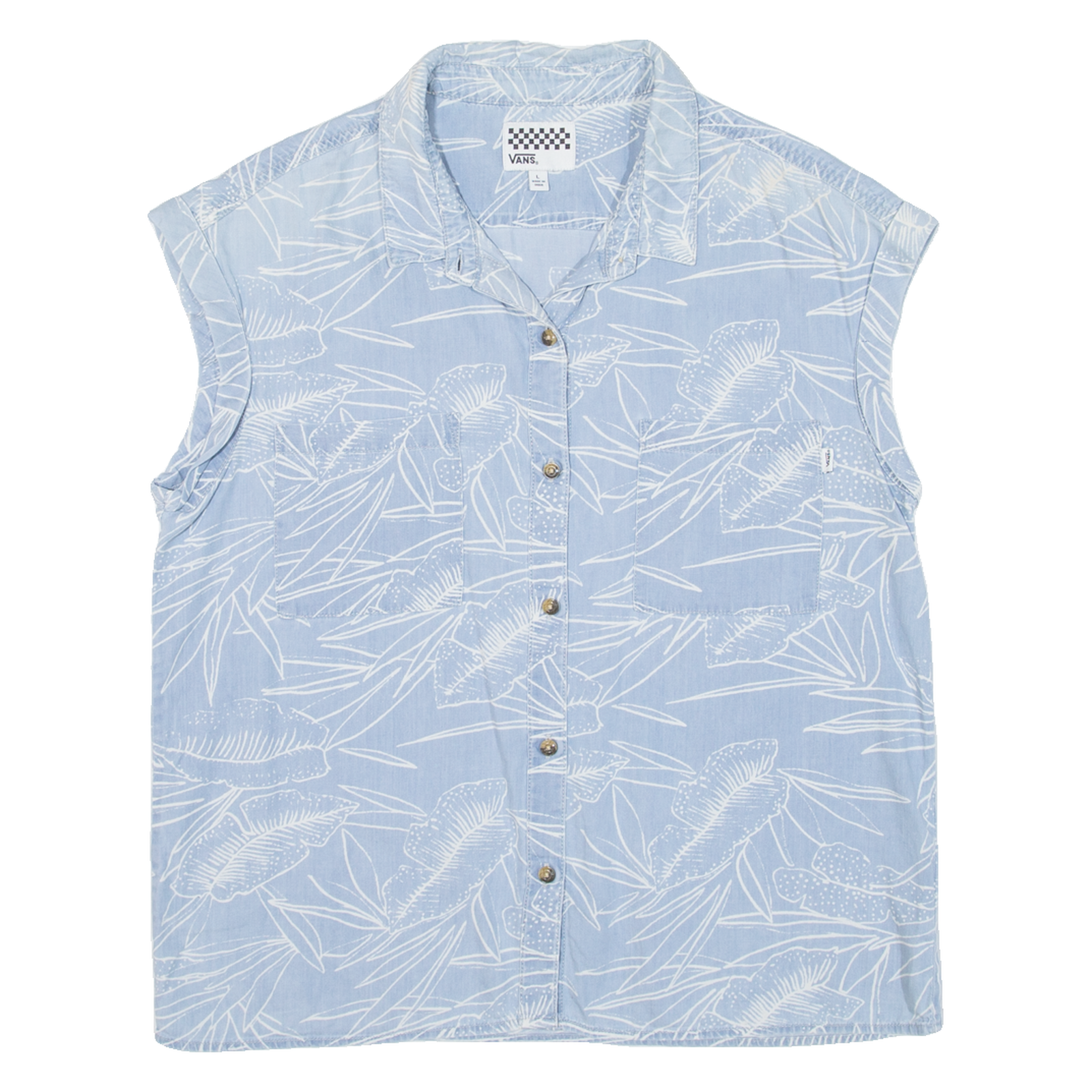 VANS Womens Shirt Blue Floral L Refurbished - N/A refurbished available on Cerqular