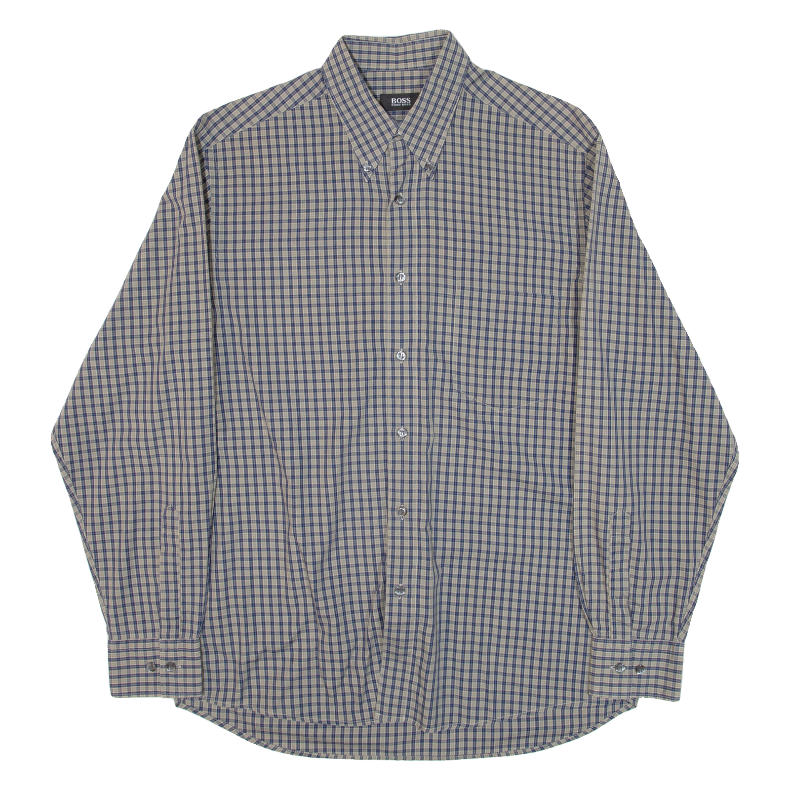 HUGO BOSS Mens Shirt Blue Check Long Sleeve L Refurbished - N/A refurbished available on Cerqular