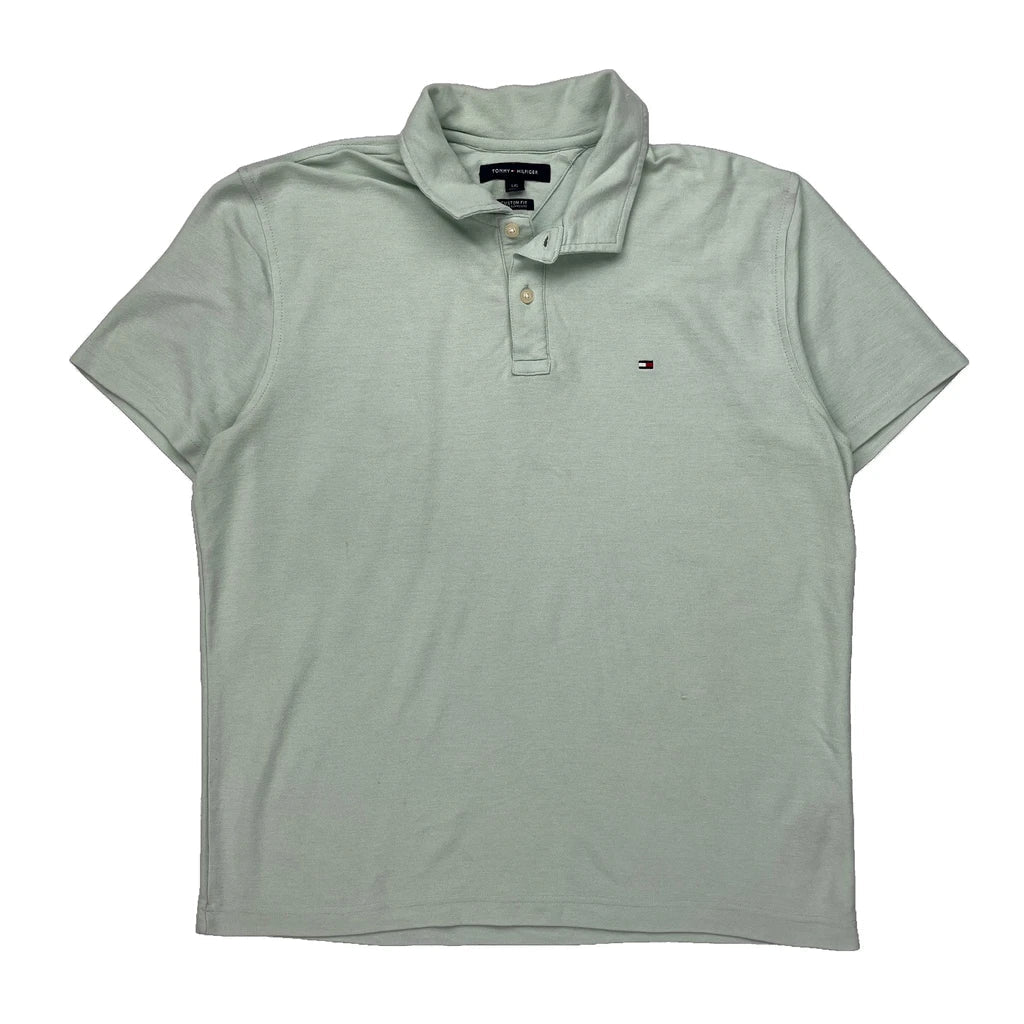 Tommy Hilfiger Polo Shirt - Large Green Cotton Refurbished - Thrifted (note: this is a term often used to describe second- refurbished available on Cerqular