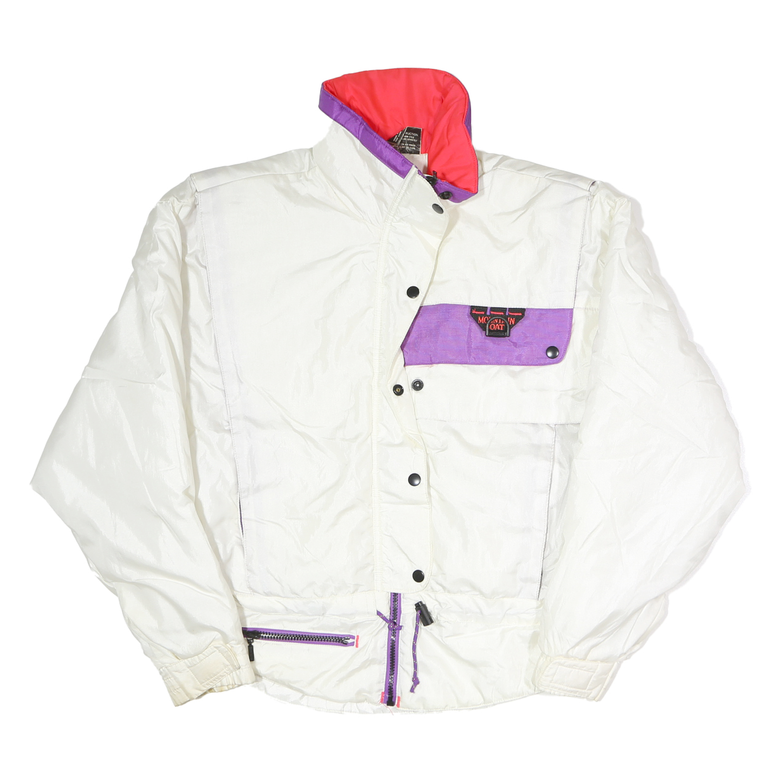 MOUNTAIN GOAT Womens White & Purple Colourblock Jacket M Polyester Blend Zip Refurbished - N/A refurbished available on Cerqular