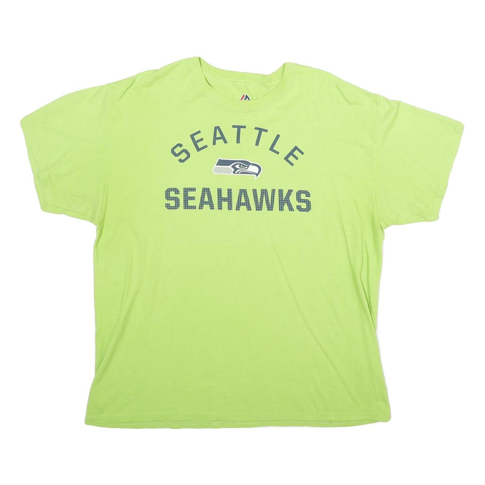 MAJESTIC Mens Green Seattle Seahawks Graphic T-Shirt L Short Sleeve Crew Neck Refurbished - N/A refurbished available on Cerqular