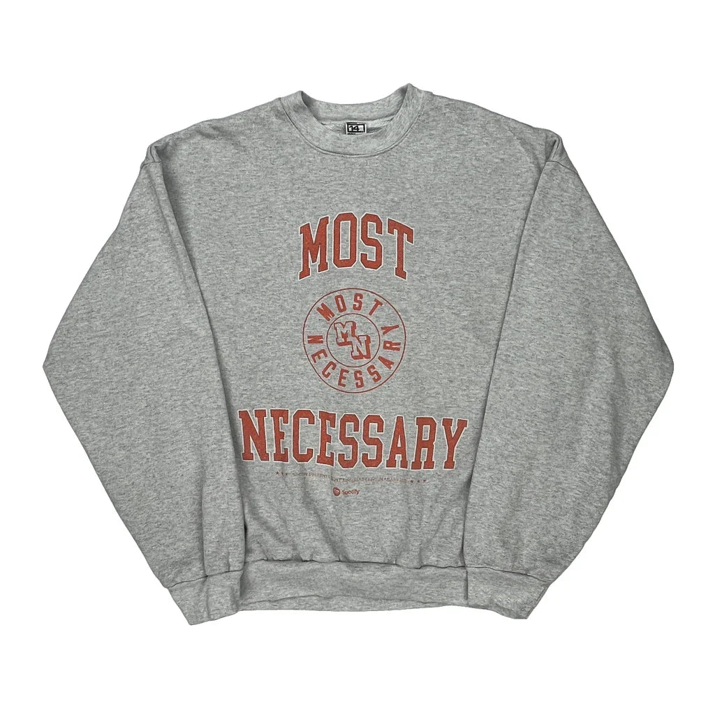 Made In USA Los Angeles Apparel Graphic Sweatshirt - XL Grey Cotton Refurbished - Thrifted (note: this is a term often used to describe second- refurbished available on Cerqular