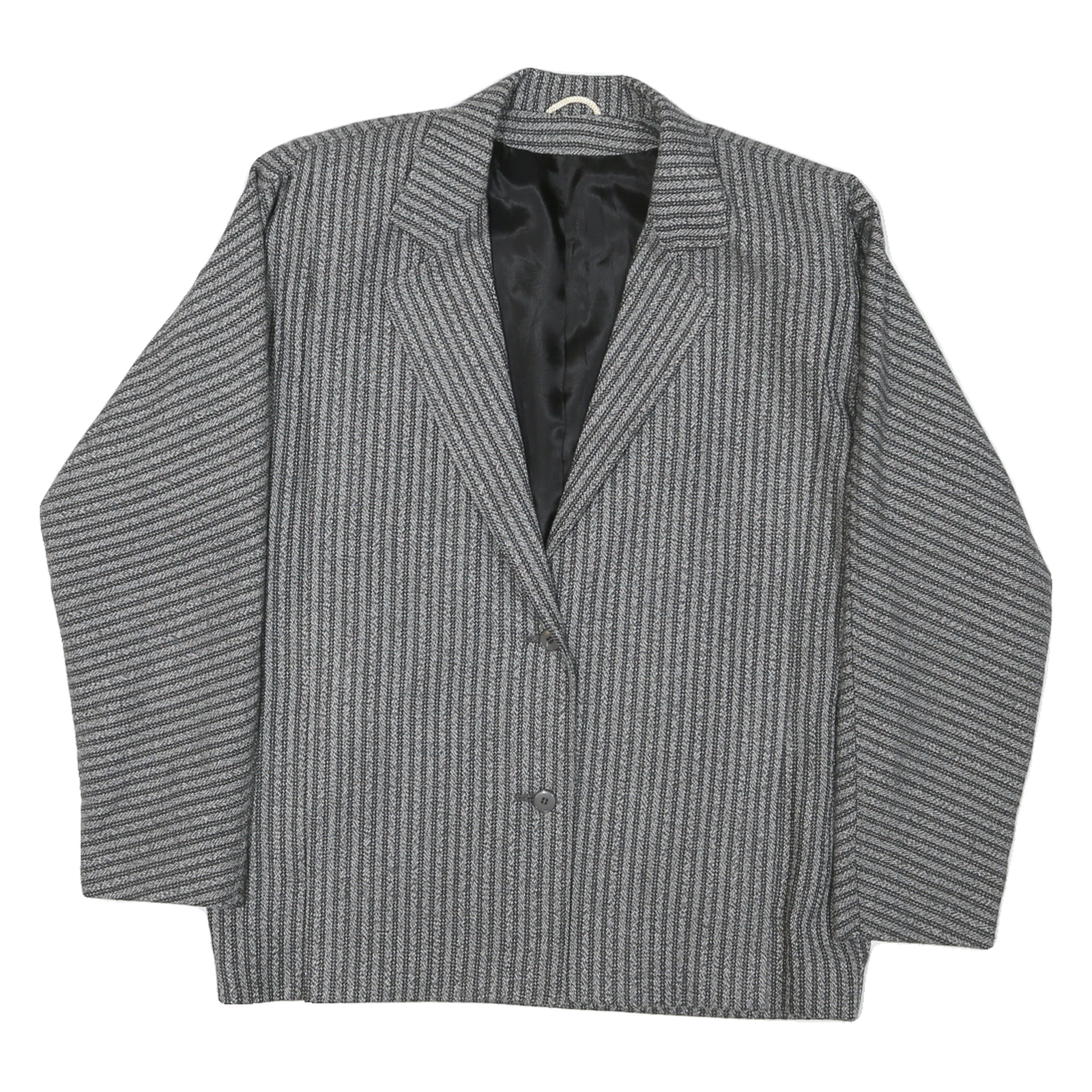 Womens Grey Synthetic Button Jacket L Woven Stripe Classic Tailored Refurbished - N/A refurbished available on Cerqular