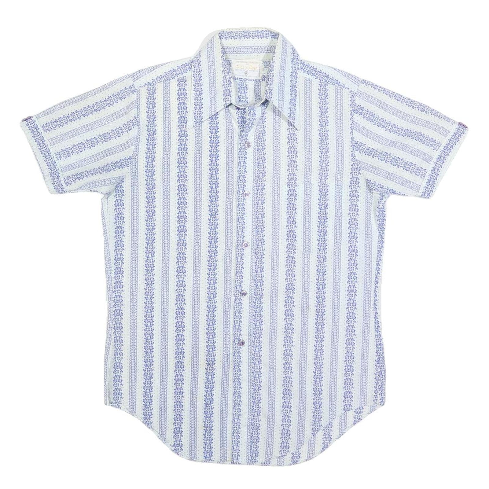 LORD & LORD Mens White & Blue Patterned Shirt S Summer Casual Short Sleeve Refurbished - N/A refurbished available on Cerqular