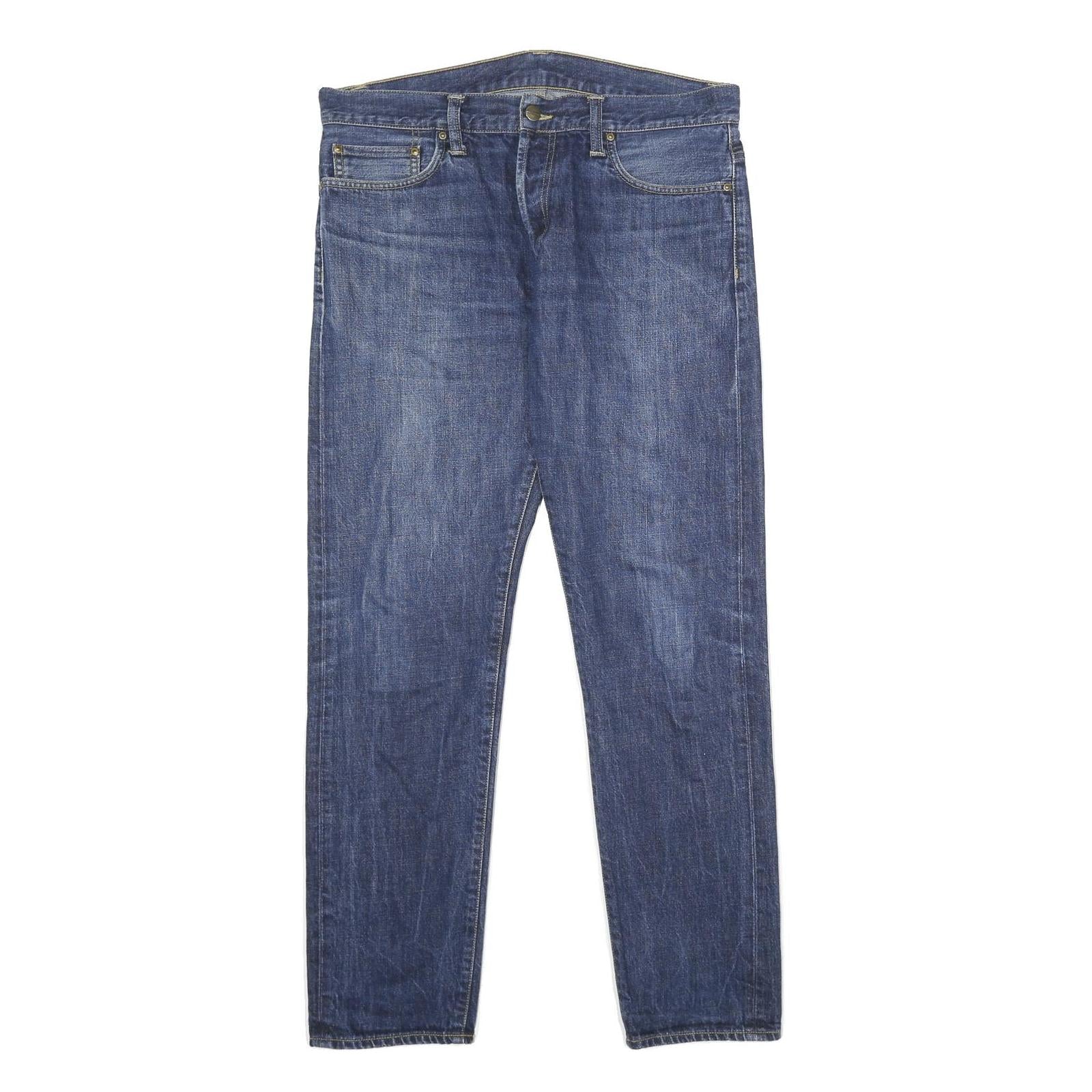 CARHARTT WIP Mens Jeans Blue Regular Straight Denim Medium W33 L32 Workwear Refurbished - N/A refurbished available on Cerqular