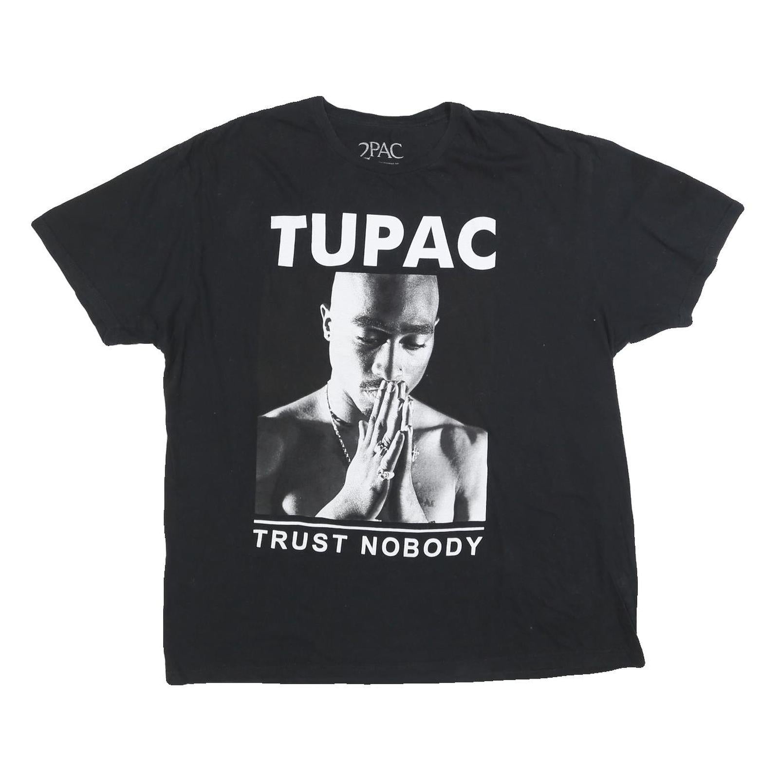 2PAC Mens Black Tupac Trust Nobody Graphic T-Shirt 2XL Short Sleeve Crew Neck Refurbished - N/A refurbished available on Cerqular