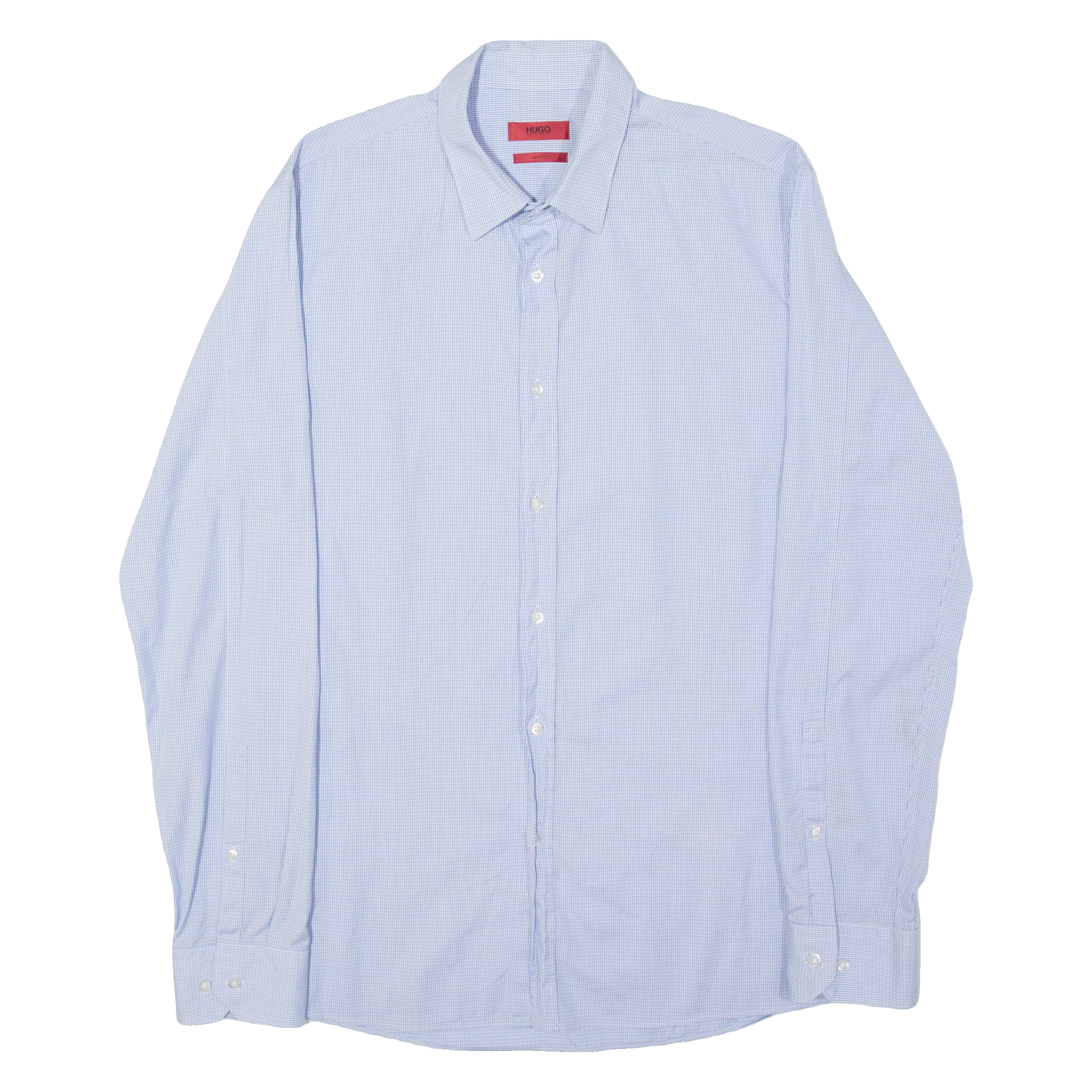 HUGO BOSS Slim Fit Ellsha Mens Shirt Blue Plaid Long Sleeve L Refurbished - N/A refurbished available on Cerqular
