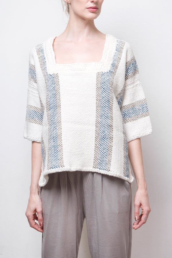 Zoe Hand-Woven Organic Cotton Top - White | Size: one size Refurbished - N/A (Note: There is no well-known brand called "AR refurbished available on Cerqular