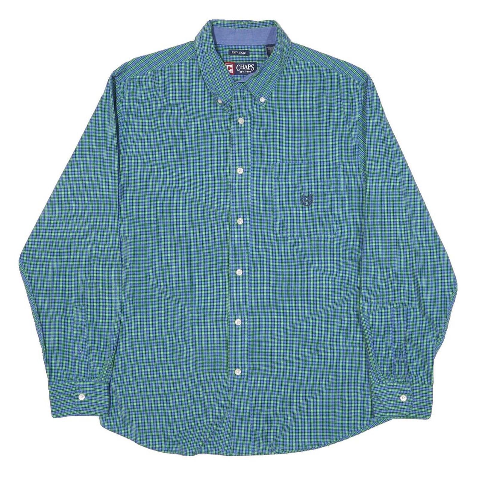 Buy CHAPS Mens Blue & Green Check Shirt L Button Down Cotton Blend Casual Refurbished - $33.79 CHAPS Mens Blue & Green Check Shirt L Button Down Cotton Blend Casual Refurbished - N/A refurbished available on Cerqular