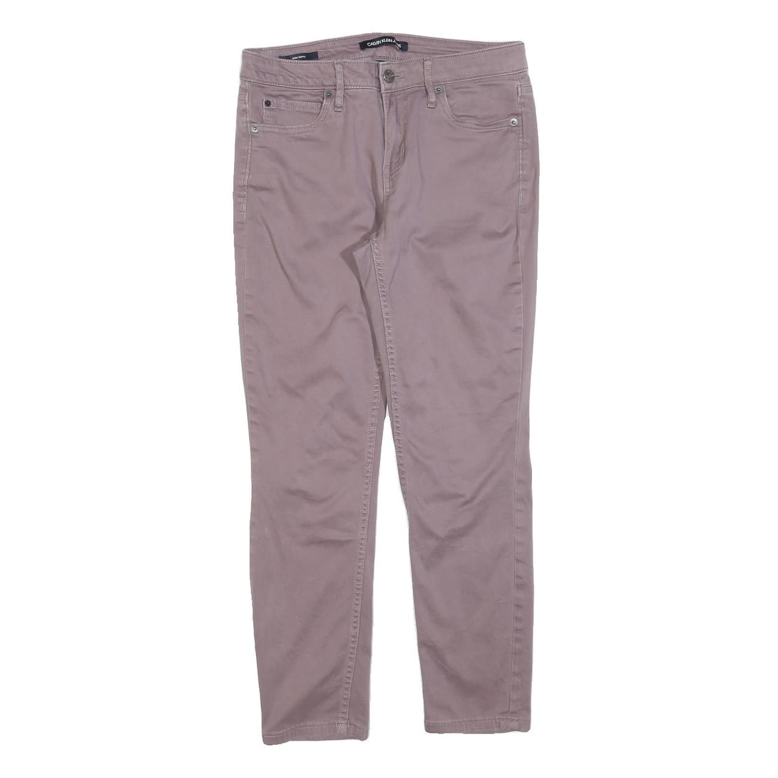 CALVIN KLEIN JEANS Womens Cotton Blend Mauve Slim Skinny Trousers W28 L25 Refurbished - N/A refurbished available on Cerqular