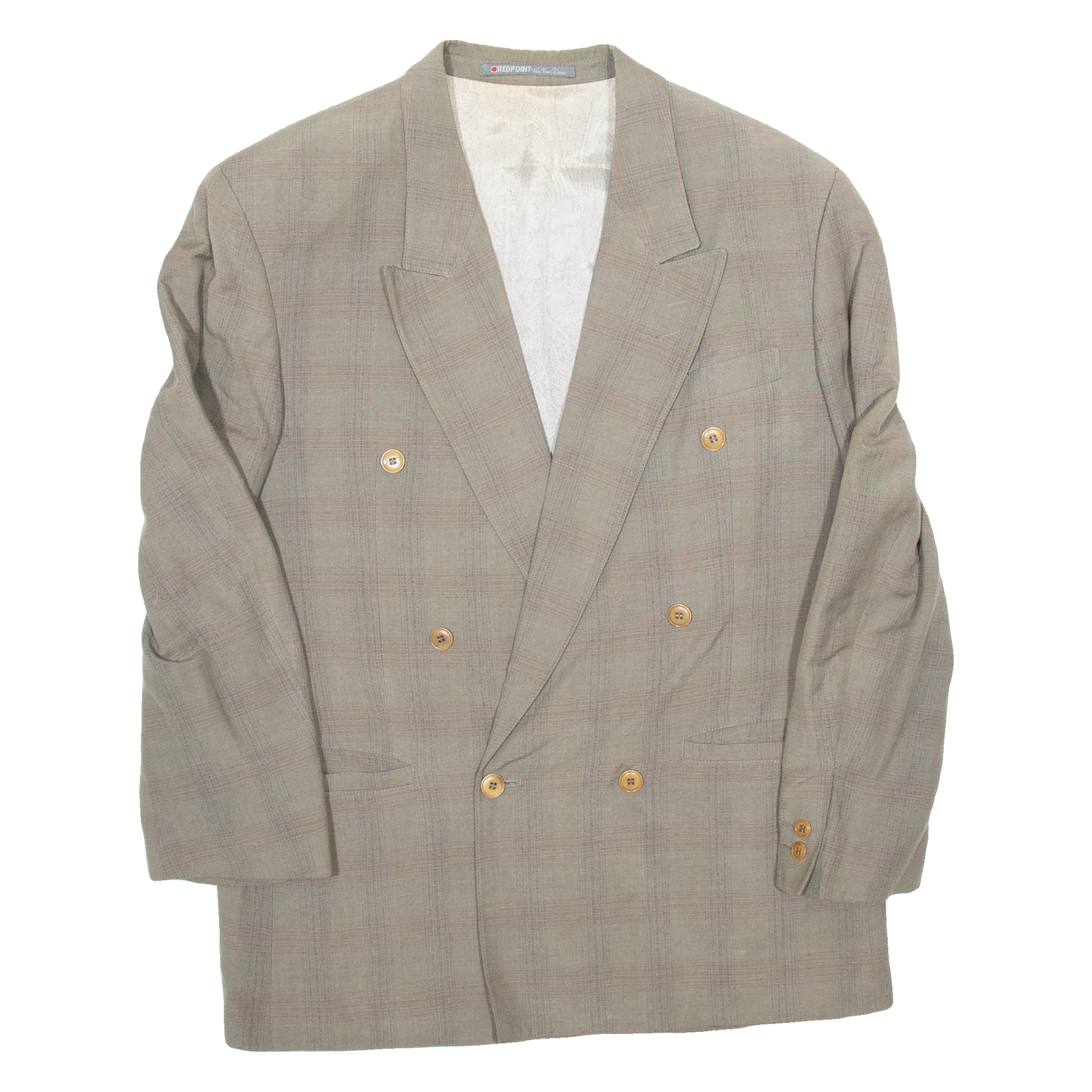 REDPOINT Mens Blazer Jacket Grey Viscose 90s Check L Refurbished - N/A refurbished available on Cerqular