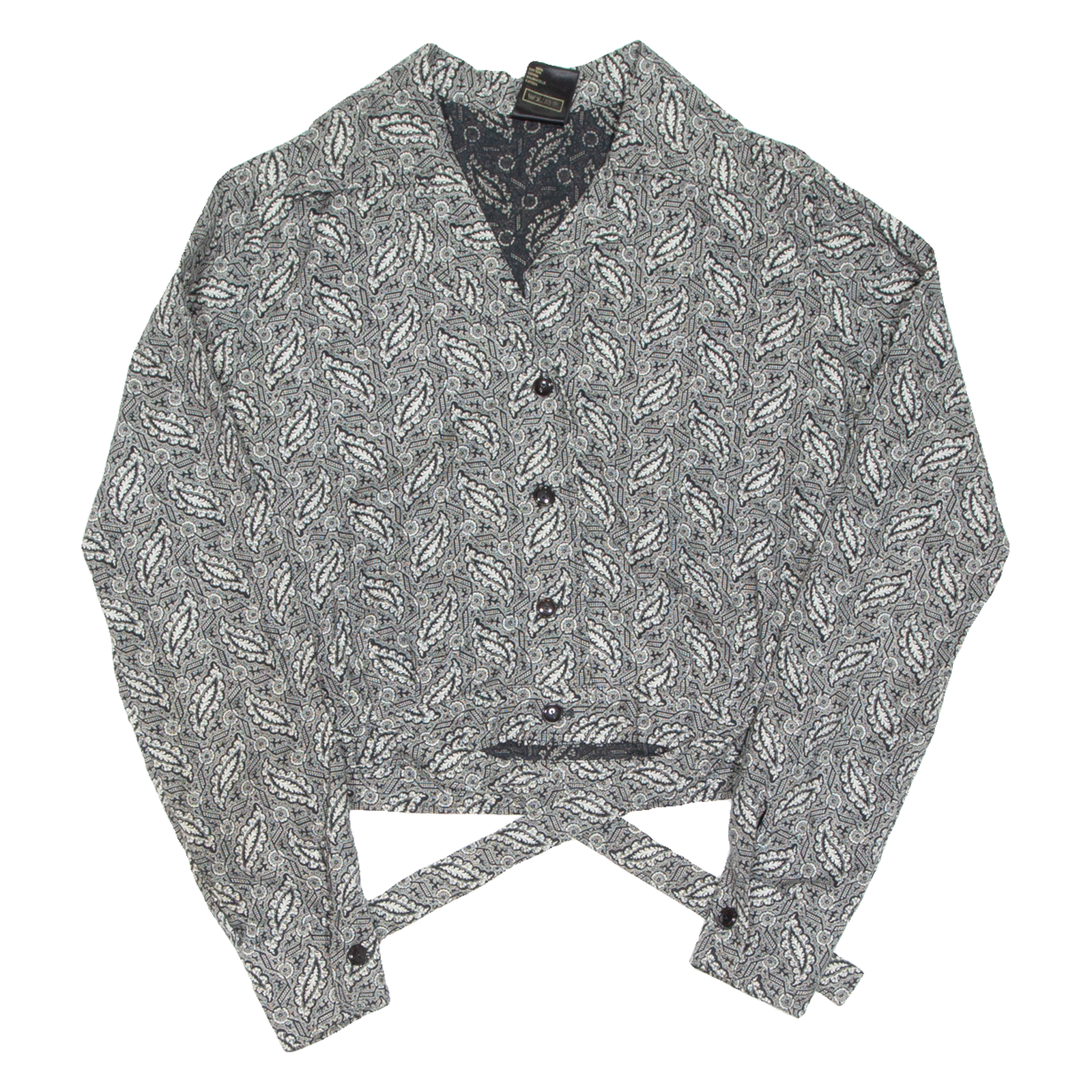 CANDA Womens Printed Blouse Grey V-Neck Long Sleeve Paisley S Refurbished - N/A refurbished available on Cerqular