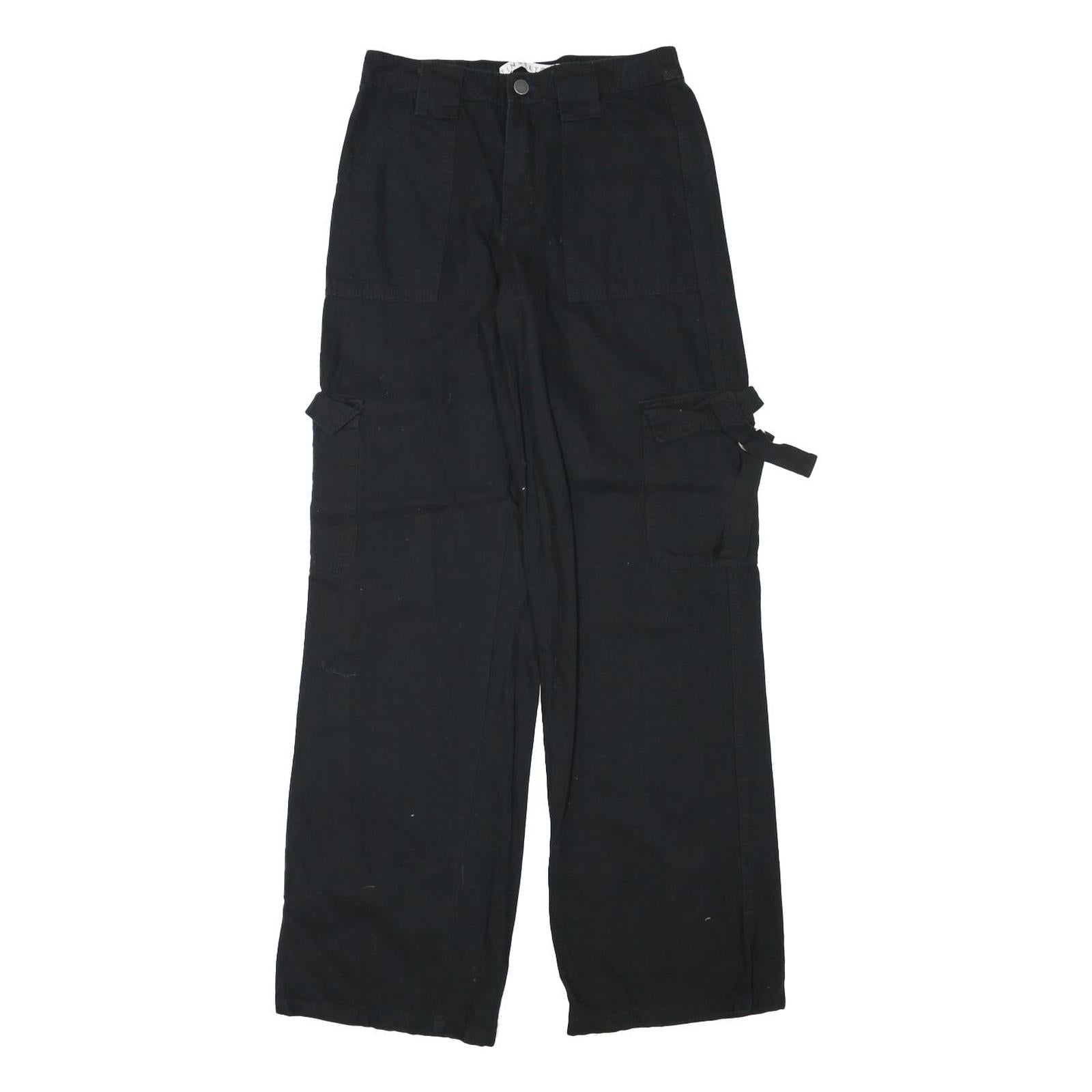 TINSELTOWN Womens Cotton Blend Black Relaxed Wide-Leg Trousers W26 L32 Cargo Refurbished - N/A refurbished available on Cerqular
