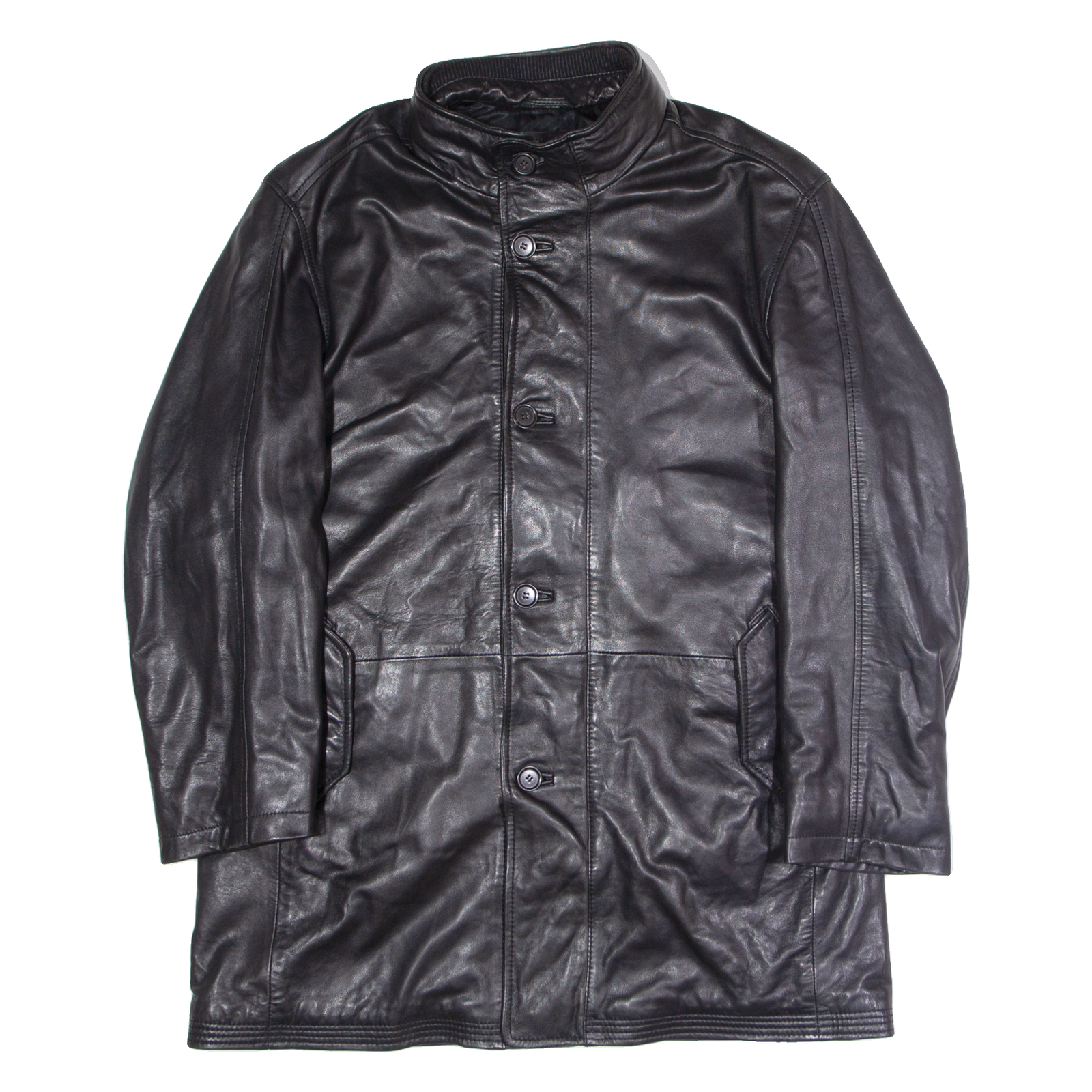 JOOP! Mens Trench Coat Black Leather XL Refurbished - N/A refurbished available on Cerqular