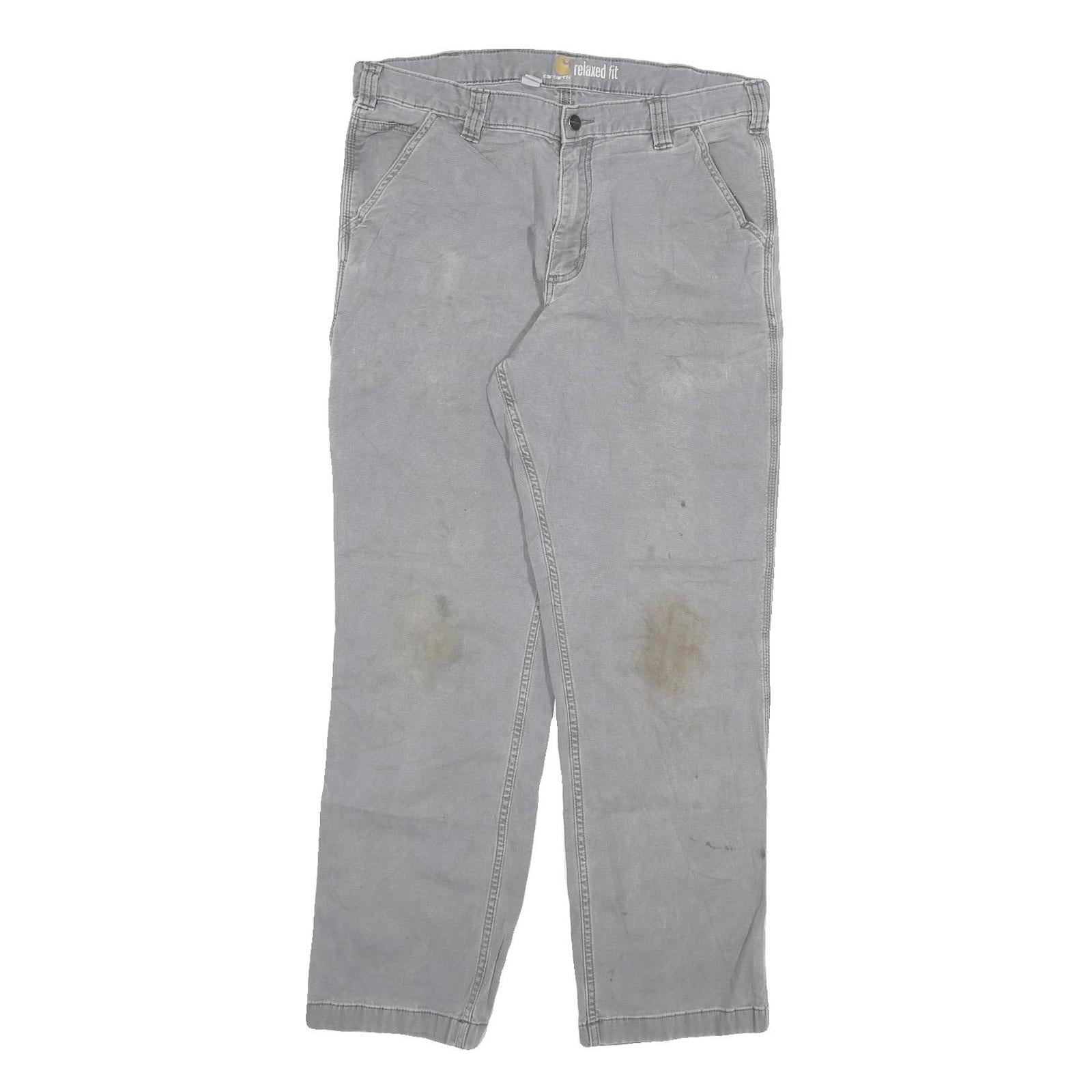 CARHARTT Mens Cotton Blend Grey Relaxed Fit Straight Trousers W34 L29 Workwear Refurbished - N/A refurbished available on Cerqular