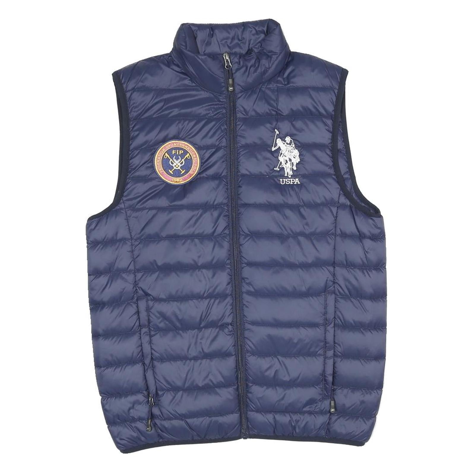U.S. POLO ASSN Mens Blue Quilted Gilet S Polyester Blend Polo Club Zip Casual Refurbished - N/A refurbished available on Cerqular
